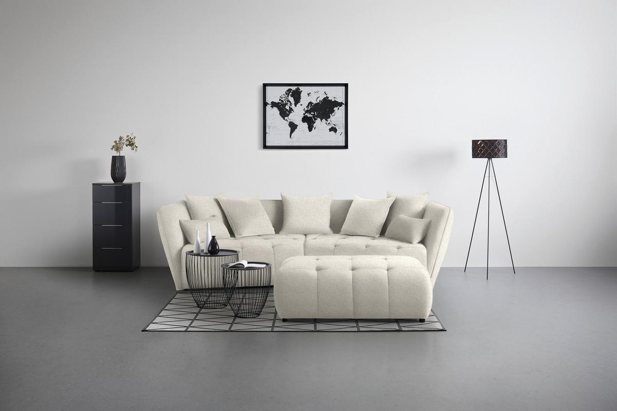 Taburet SOFI, béžová - černá/béžová, Moderní, textil (128/48/70cm) - Premium Living