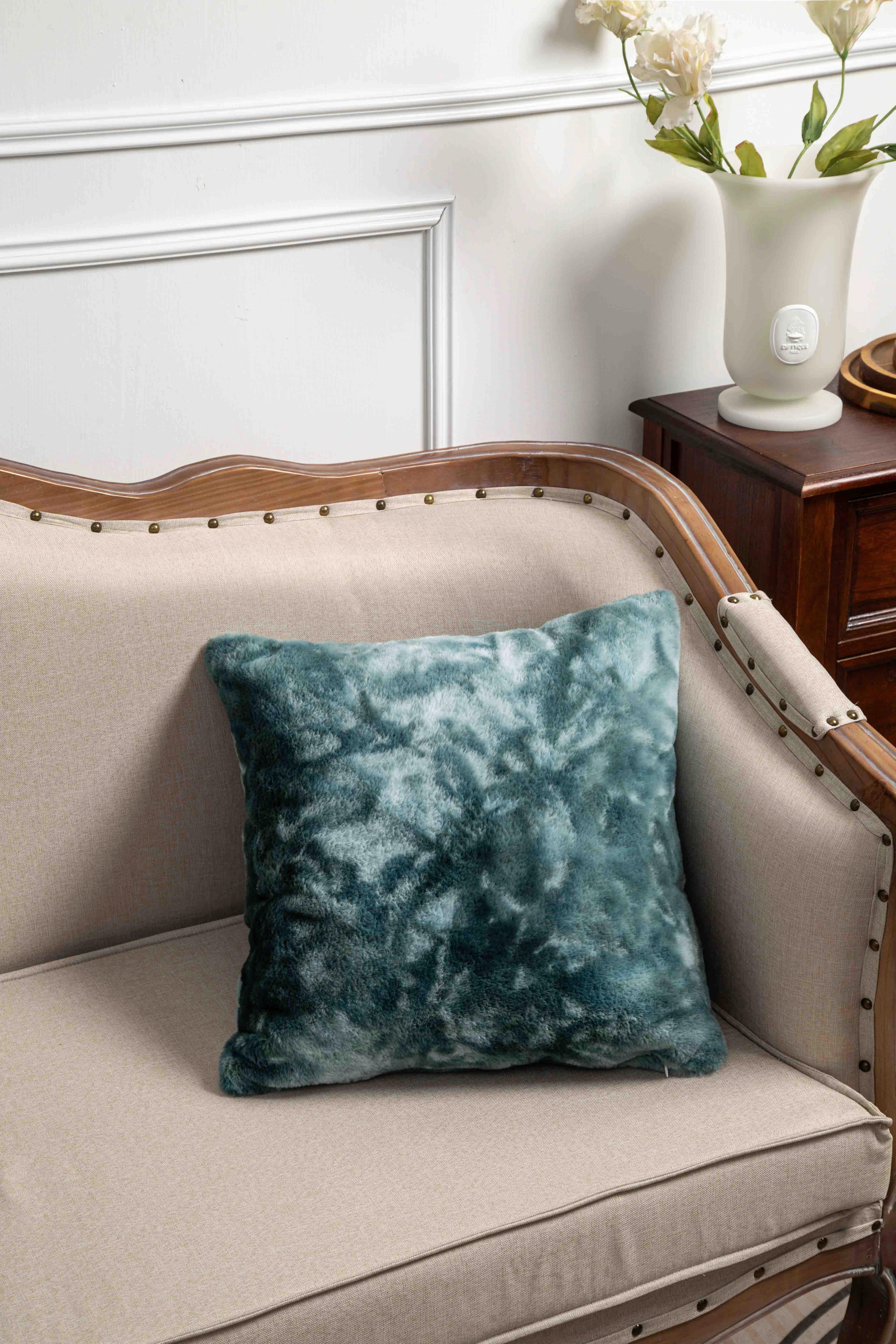 Fellkissen Dina - Petrol, MODERN, Textil (45/45cm) - Luca Bessoni