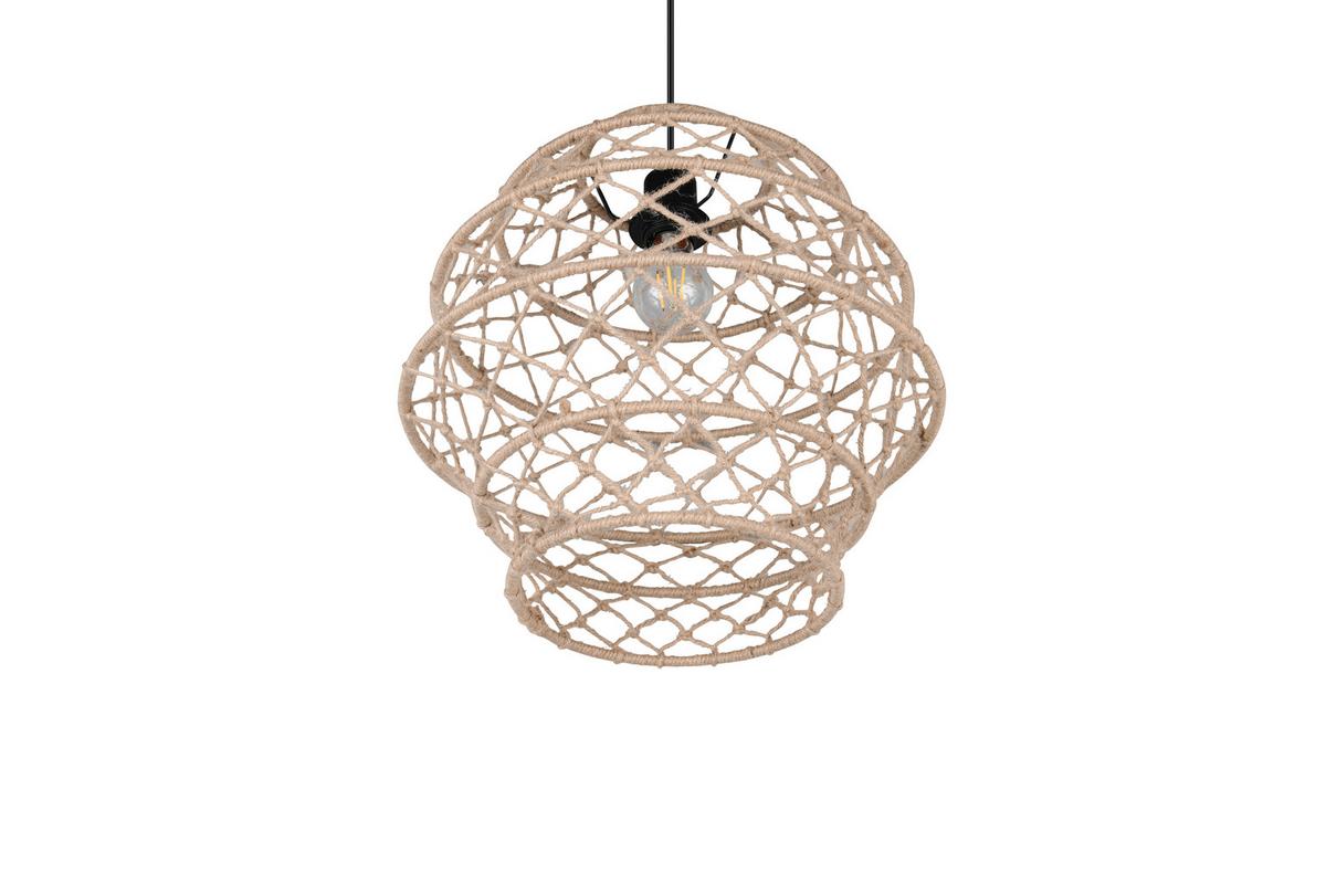 Hängeleuchte Hive Naturfarben Schwarz D: 38,5 cm - Schwarz/Naturfarben, Natur, Textil/Metall (38.5/150cm)