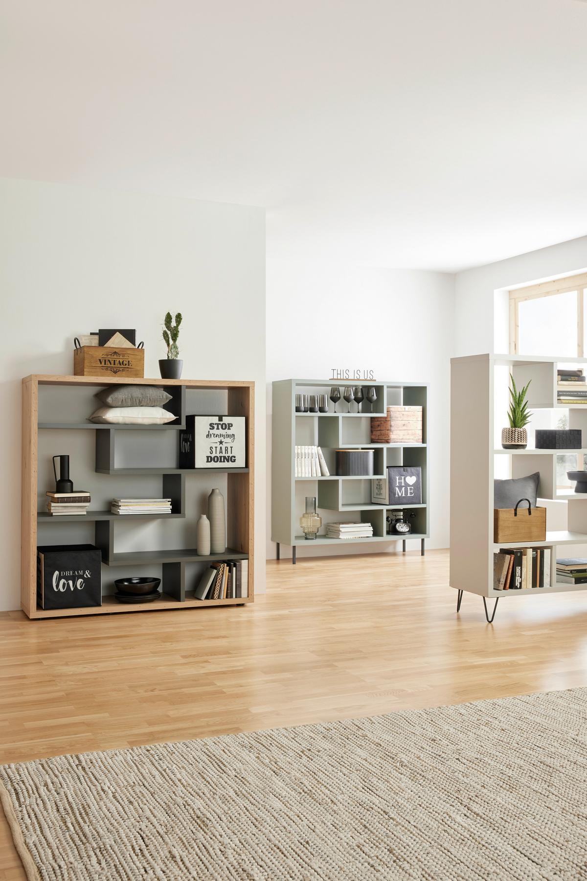 DĚLICÍ STĚNA Bounty, šedá - šedá/černá, Moderní, kompozitní dřevo/plast (130/134/40cm) - Premium Living