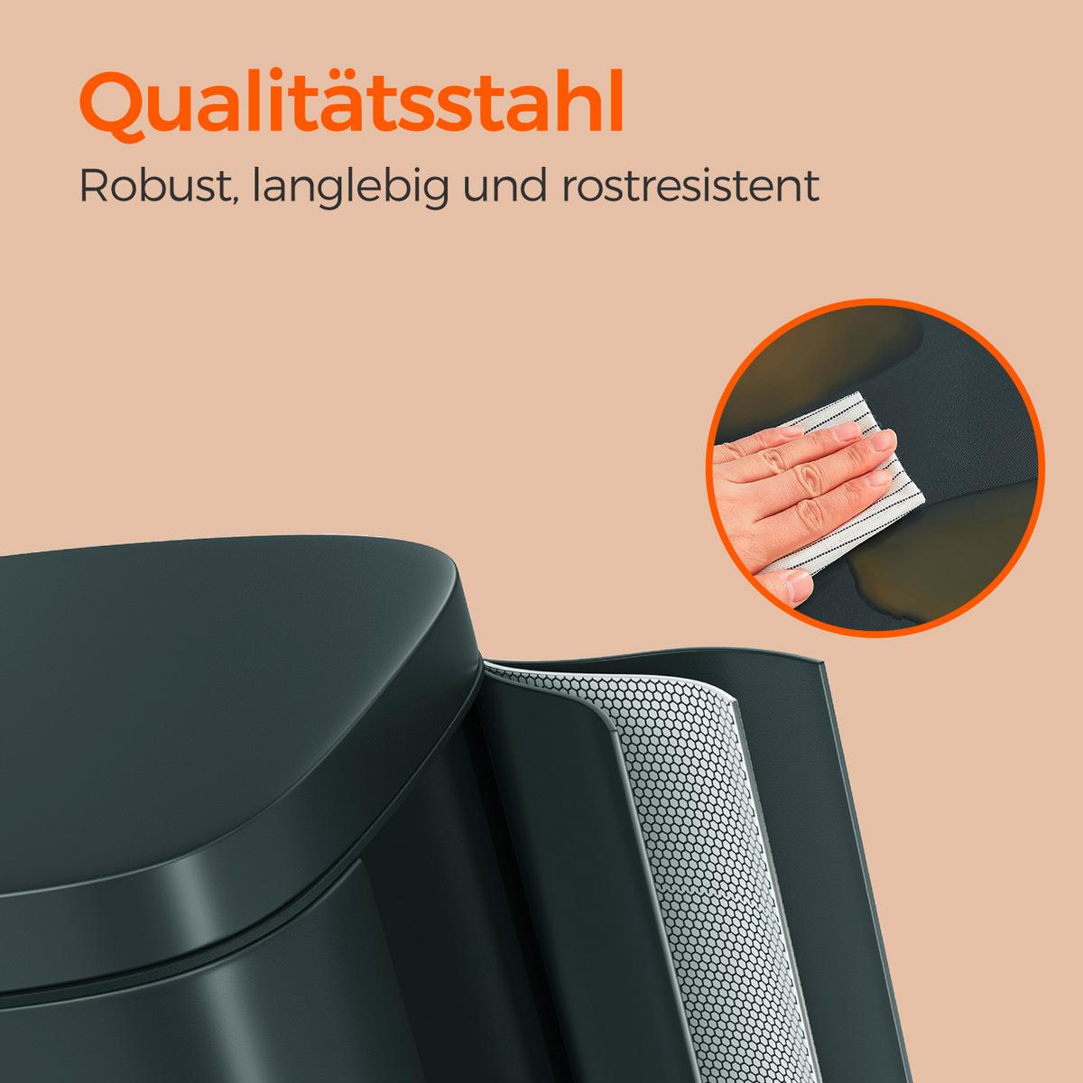 Abfallsammler Grau B: 34,8 Cm - Schwarz/Grau, Basics, Kunststoff/Metall (34,8/63,3/29,7cm)