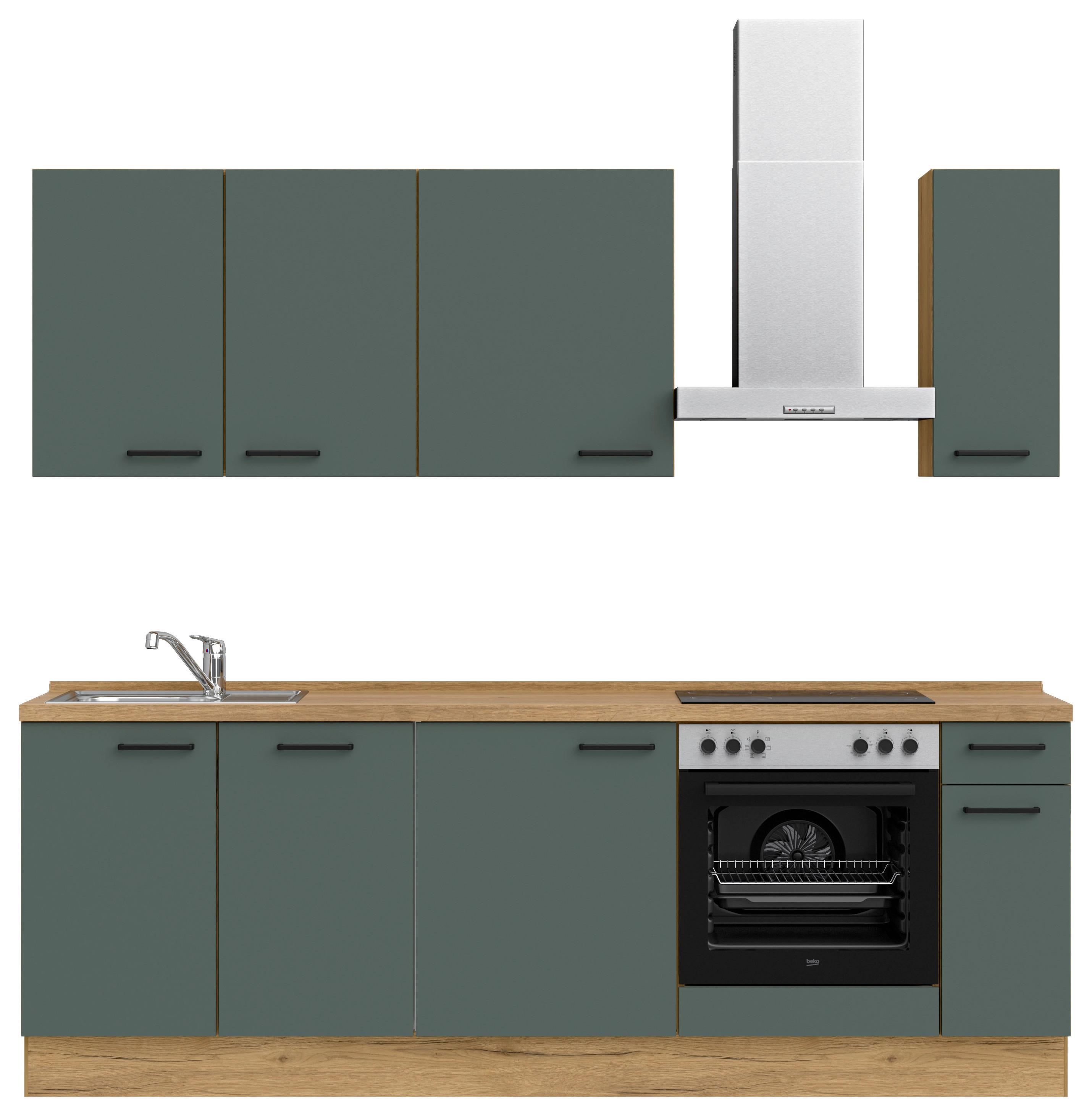 Küchenleerblock Easytouch Low-Line, L9 Rechts - Dunkelgrün/Eichefarben, MODERN, Holzwerkstoff (240cm) - Nobilia
