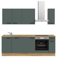 Küchenleerblock Easytouch Low-Line, L9 Rechts - Dunkelgrün/Eichefarben, MODERN, Holzwerkstoff (240cm) - Nobilia