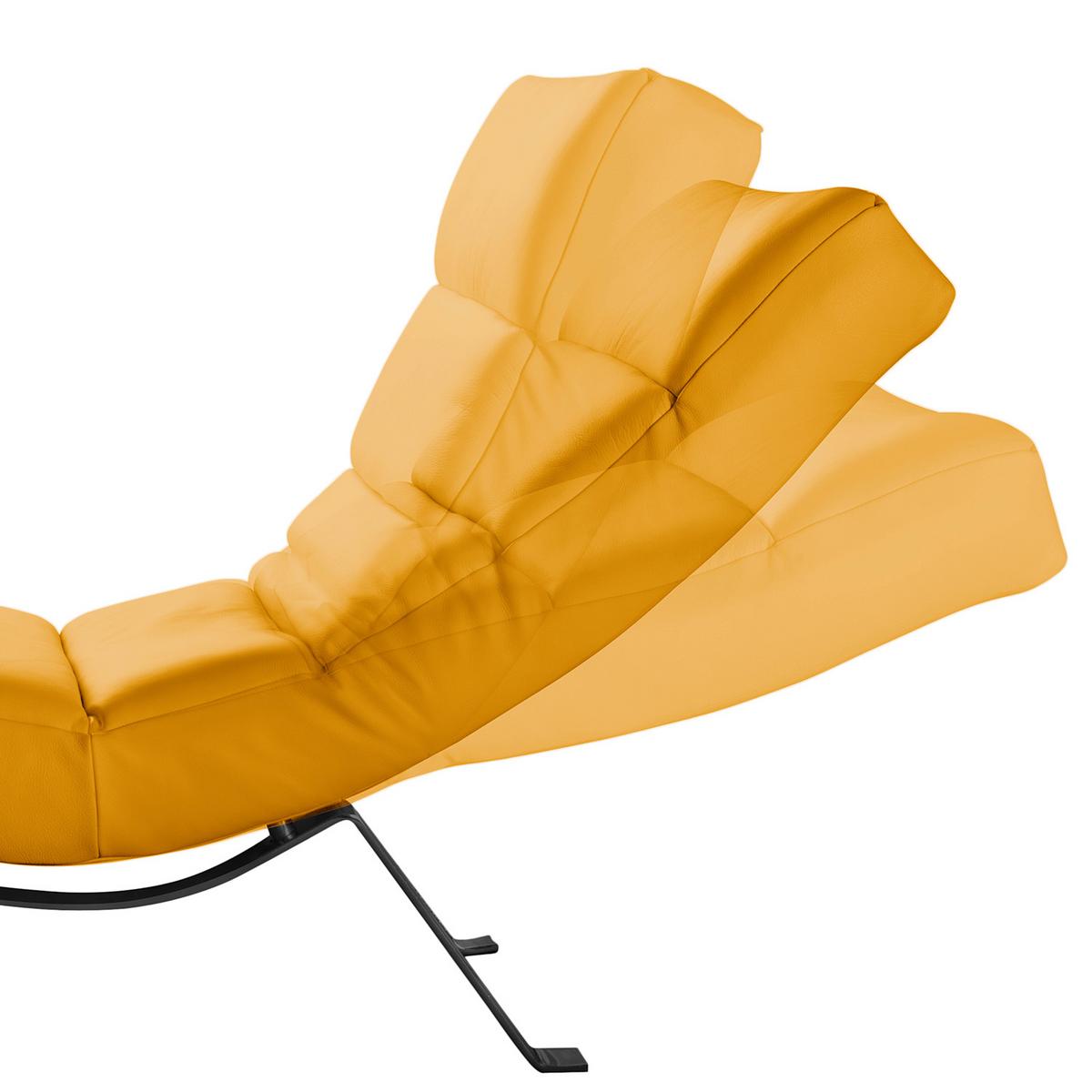 Relaxliege Swing Black Currygelb B: 65 cm - Currygelb/Schwarz, Design, Leder (65/65-95/171cm) - Livetastic