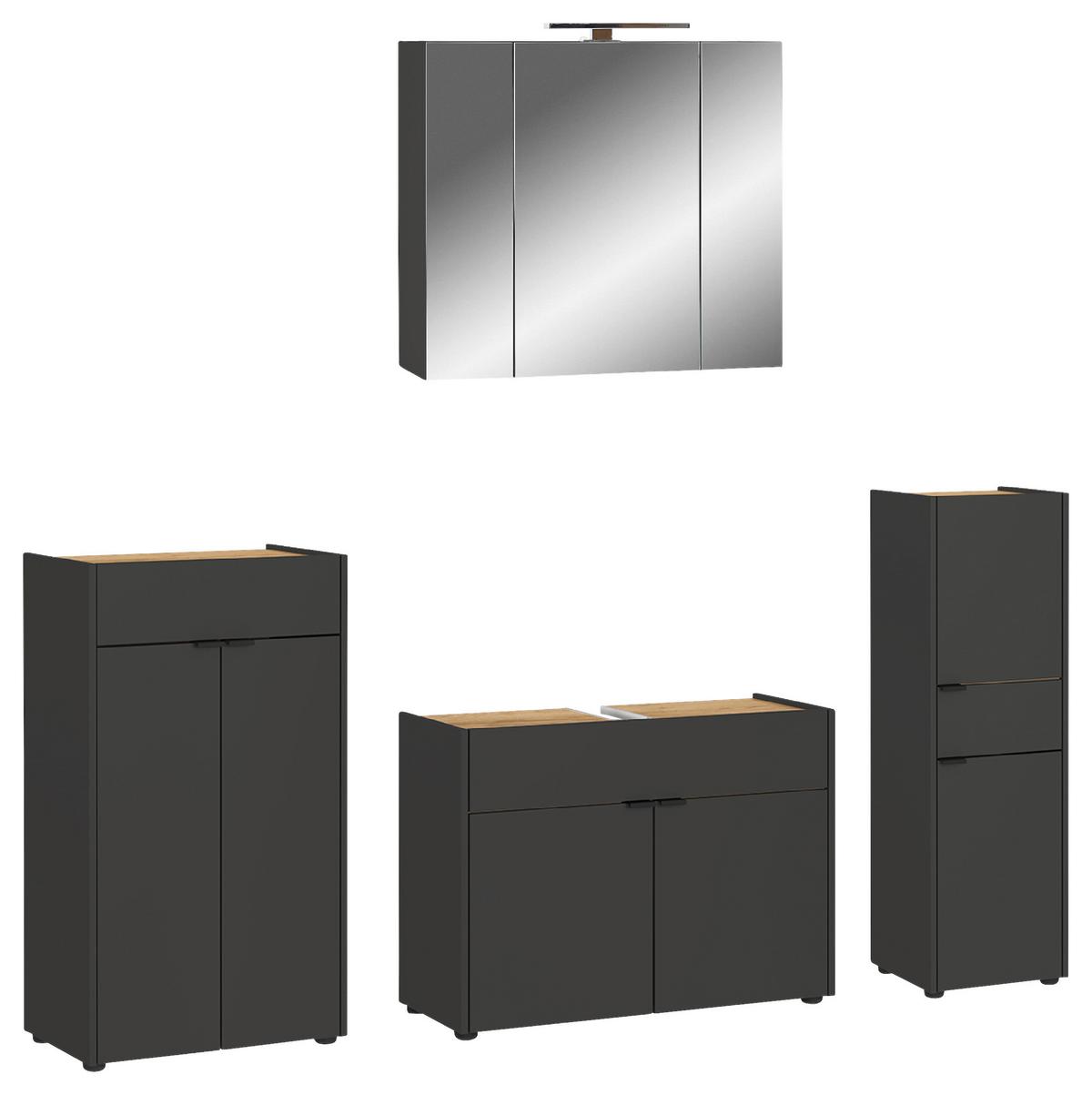 Badezimmer Forano Graphitfarben/eichefarben - Eichefarben/Schwarz, MODERN, Holzwerkstoff (200cm) - Germania