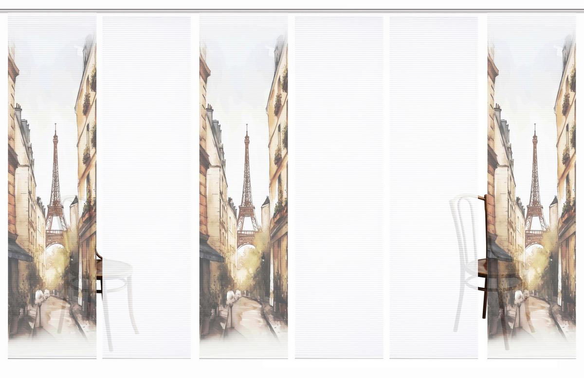 Flächenvorhang Francq 6er Set - Naturfarben/Weiß, LIFESTYLE, Textil (60/245cm)