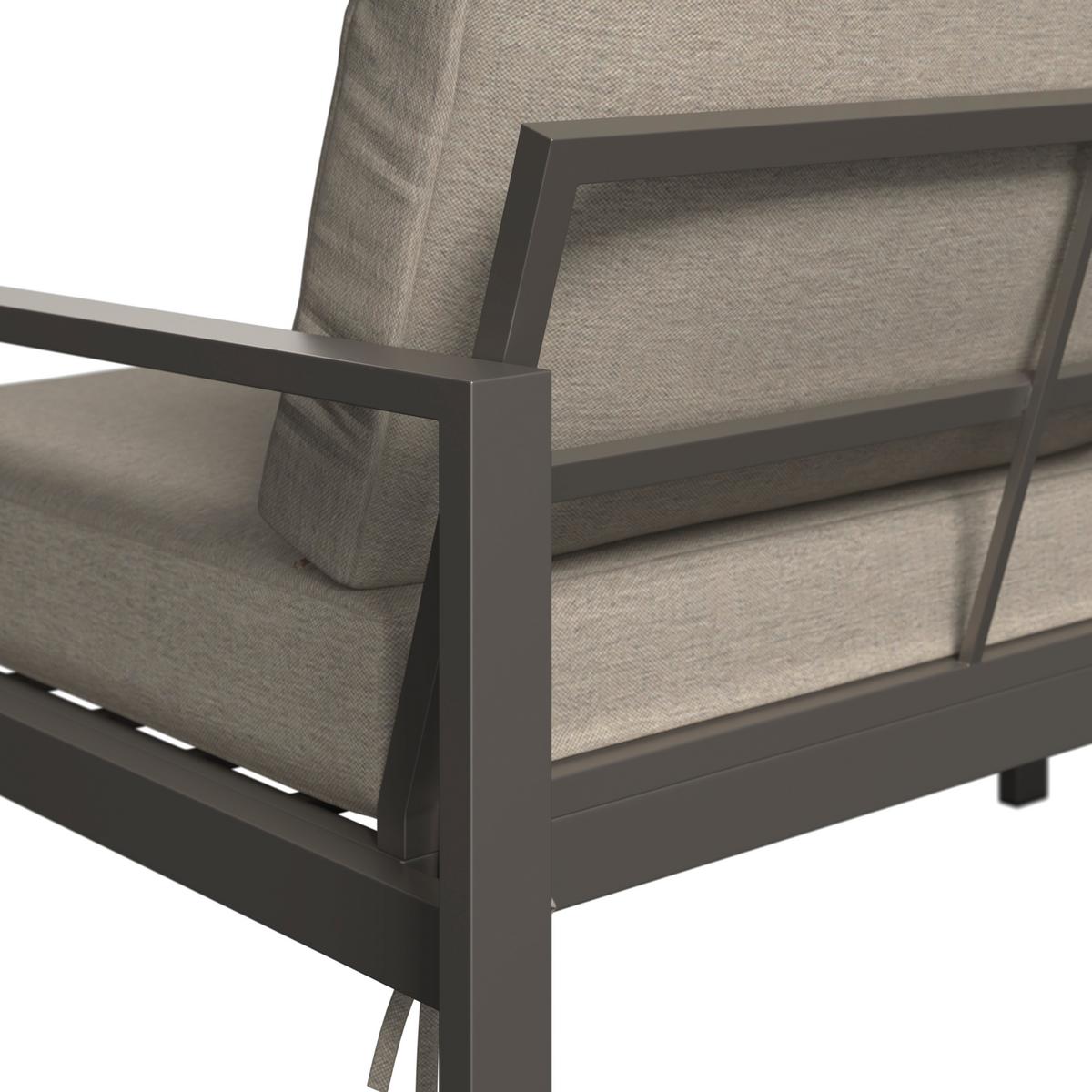 Loungegarnitur Zamora - Graubraun/Beigebraun, MODERN, Textil/Metall (105/35,5/50cm) - Beldano