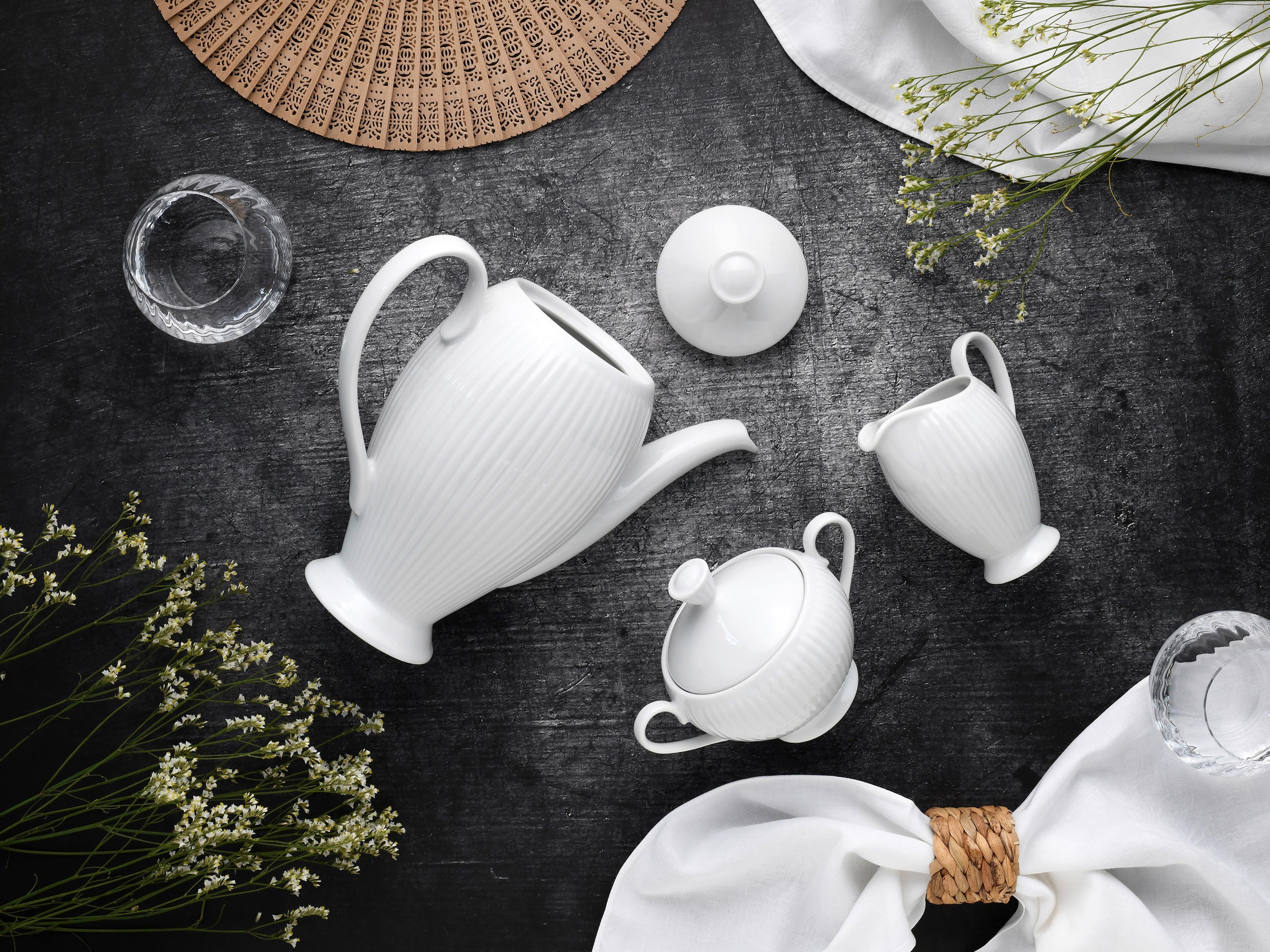 Kaffeeset Valencia 3--Teilig., Weiß - Weiß, Design, Keramik - Creatable