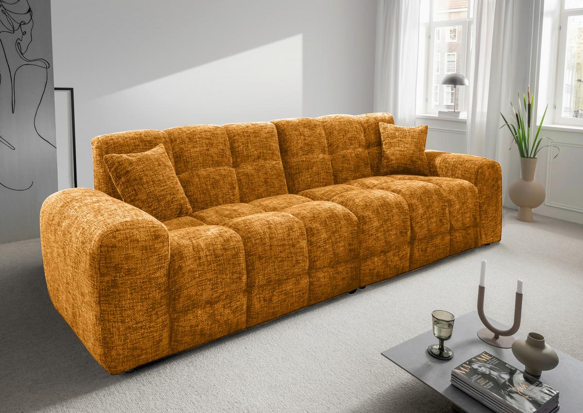 Viersitzer-Sofa Bosco, Goldfarben B: 300 cm - Goldfarben/Schwarz, MODERN, Textil (300/87/120cm) - Livetastic