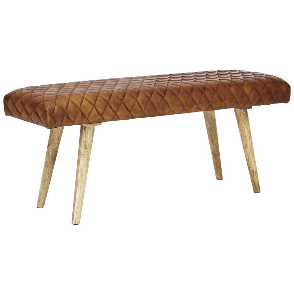 Viacúčelová Lavica Hnedá Koža, hnedá, 115 cm, 53 cm, 38 cm
