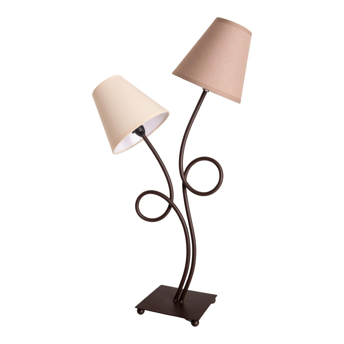 Tischlampe Boho Beige/Braun mit Kippschalter - Braun, LIFESTYLE, Textil/Metall (38/65cm) - Näve