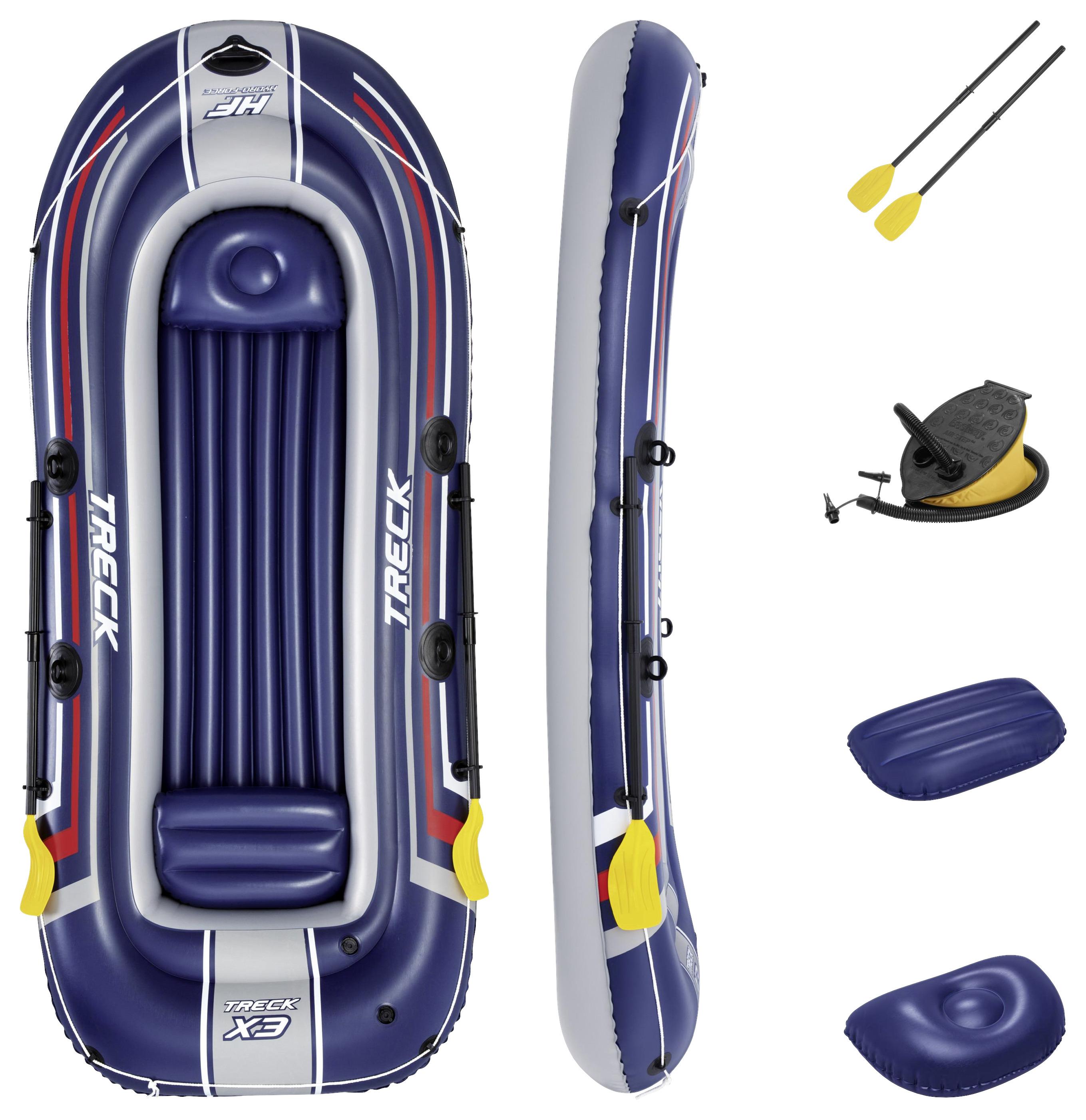 Schlauchboot Treck Blau/Grau/Rot, 2 Pers., Pumpe - Blau/Rot, Trend, Kunststoff/Metall (307/126/39cm) - Bestway