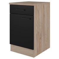 Küchenunterschrank Capri 50 cm Eiche/Schwarz - Eichefarben/Schwarz, KONVENTIONELL, Holzwerkstoff (50/85/57cm) - FlexWell