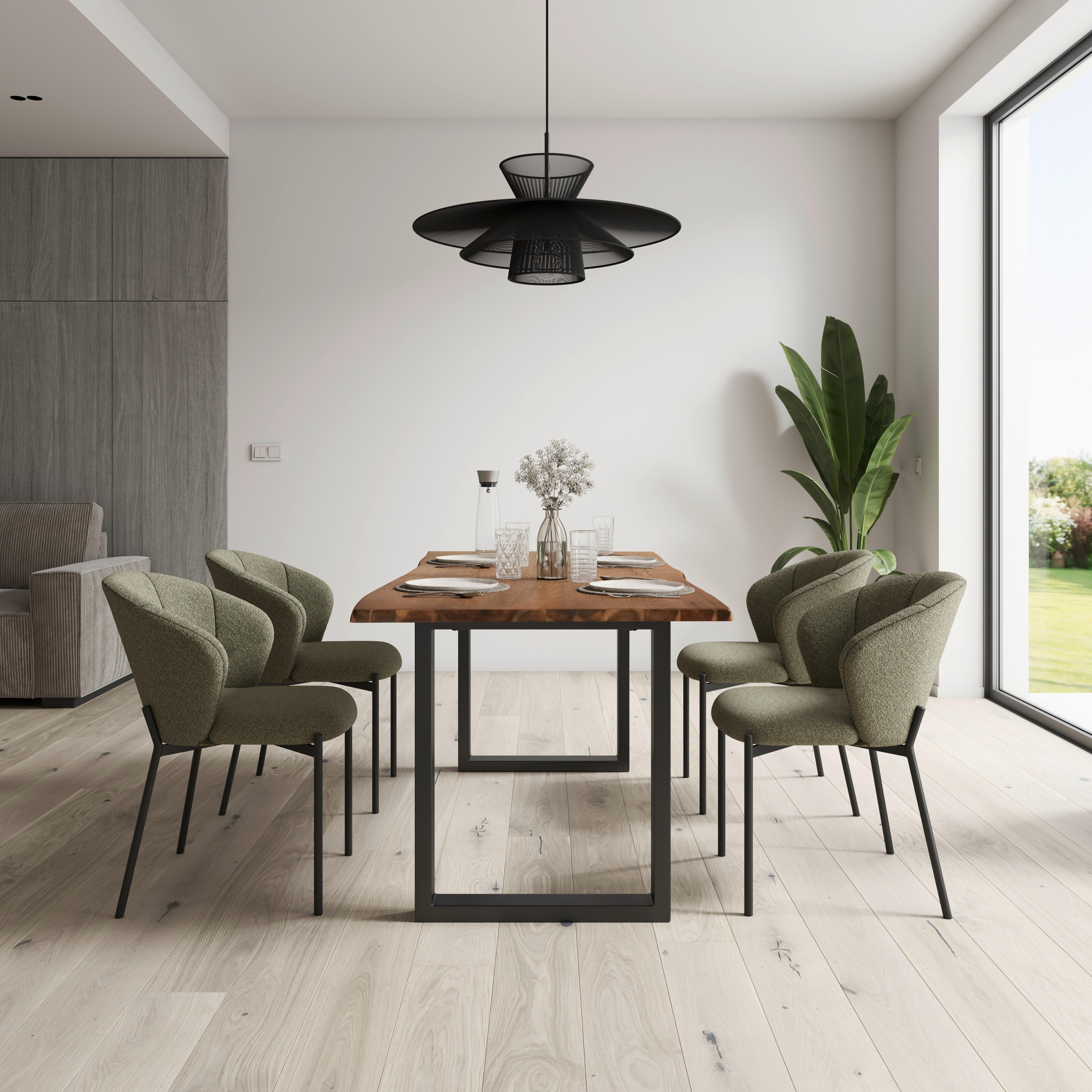 Jedálenský stôl Dale, š: 180 cm - farba vlašského orecha, Modern, kov/drevo (180/90/76cm) - Bessagi Home