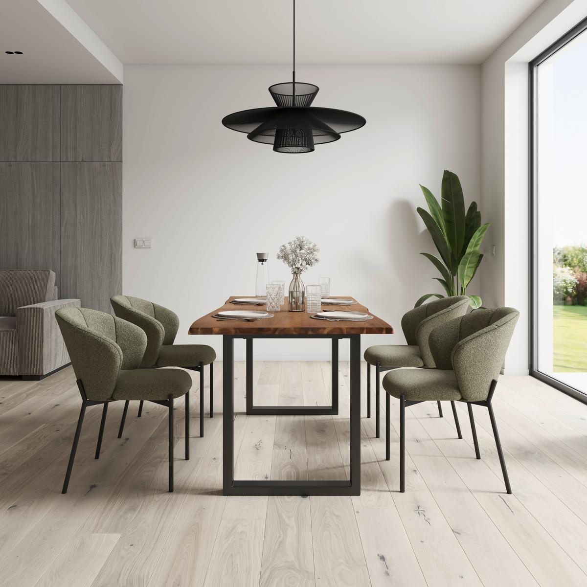 Jídelní stůl Dale, š: 180 cm - barvy vlašských ořechů, Moderní, kov/dřevo (180/90/76cm) - Bessagi Home