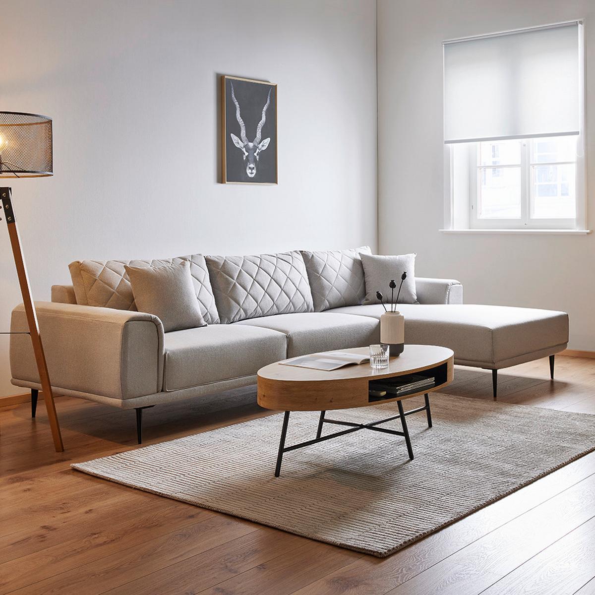 Konferenční stolek EMILIA - černá/barvy dubu, Moderní, kov (120/60/40cm) - Bessagi Home