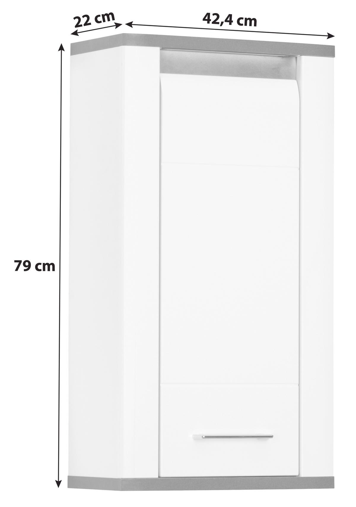 Hängeschrank Mit Soft-close + Led Alassio B: 42,4 Cm, Weiß - Weiß, MODERN, Holzwerkstoff (42,4/79/22cm) - Luca Bessoni