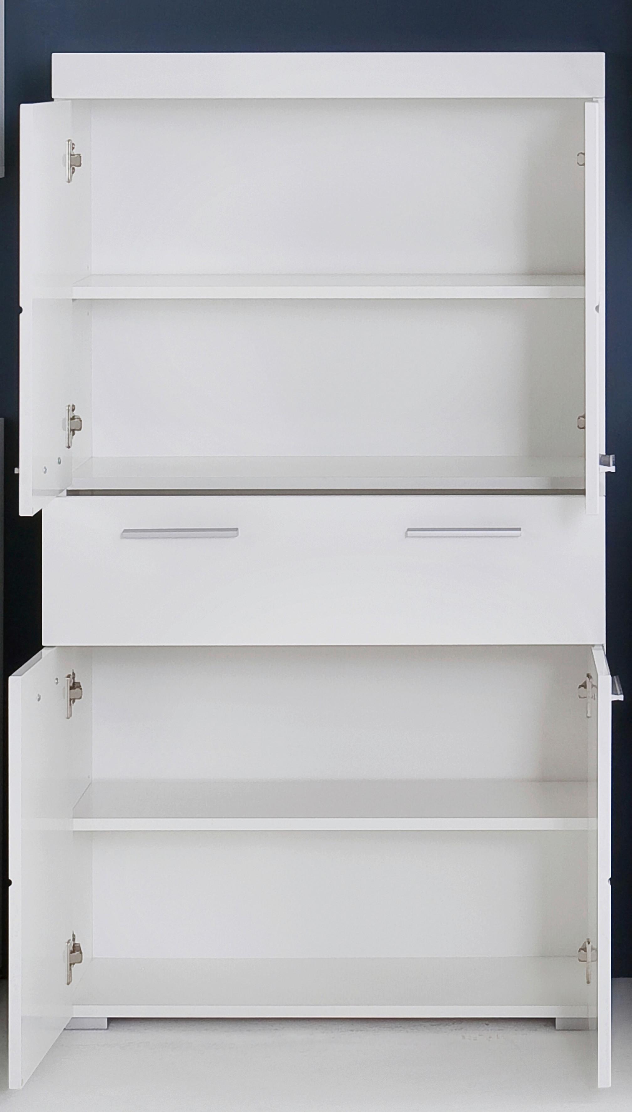 Midischrank Amanda B: 73 cm Weiß - Silberfarben/Weiß, MODERN, Holzwerkstoff (73/130/31cm) - MID.YOU