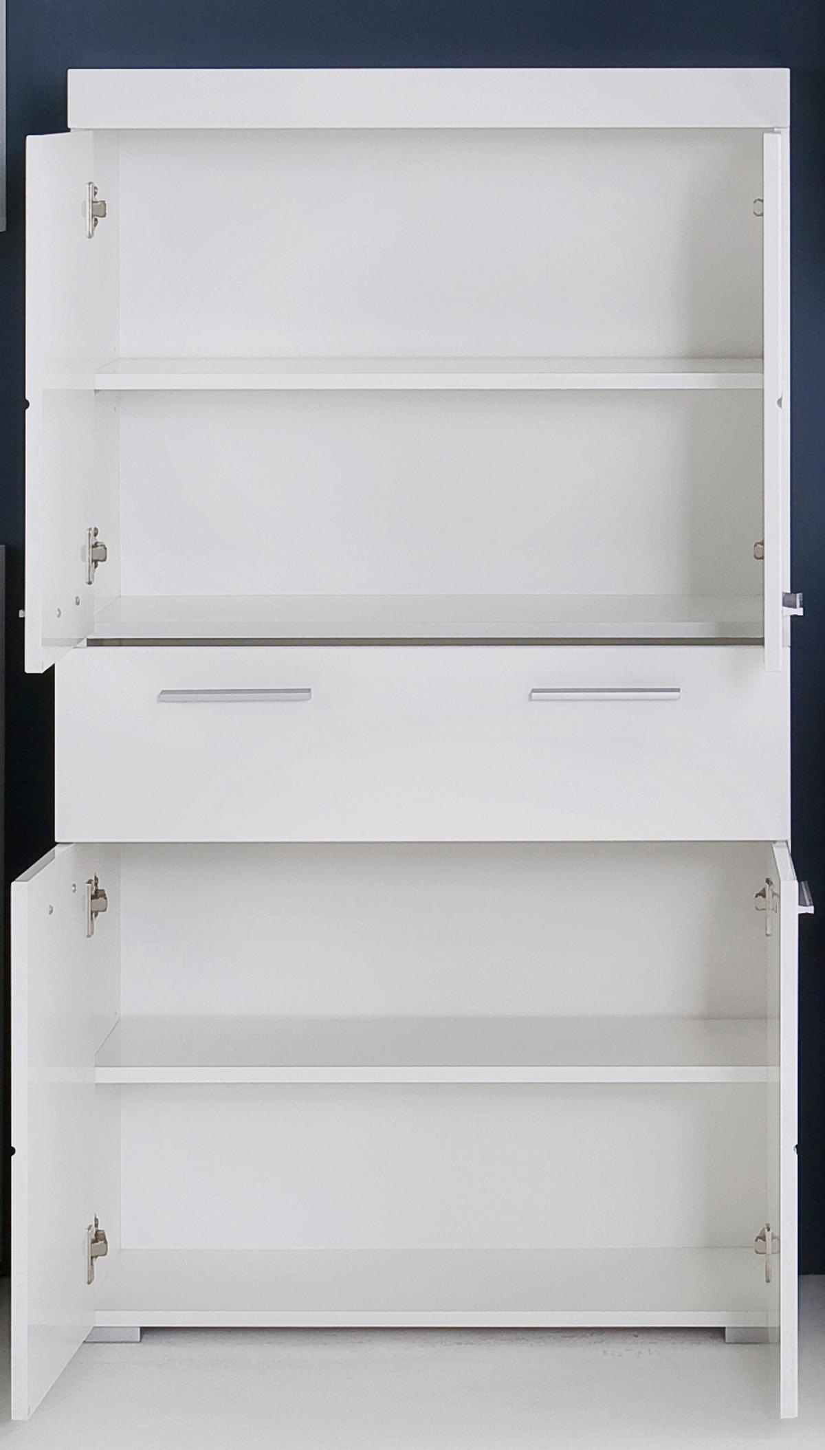 Midischrank Amanda B: 73 cm Weiß - Silberfarben/Weiß, MODERN, Holzwerkstoff (73/130/31cm) - MID.YOU