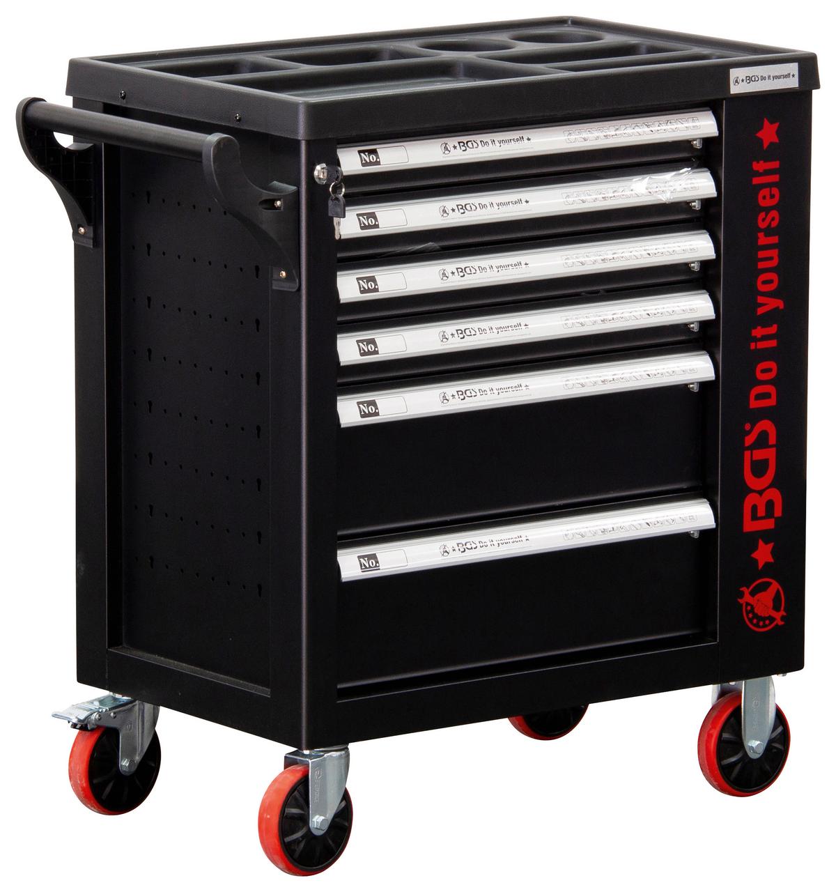 Werkstattwagen Schwarz/Rot B: 76 cm - Rot/Schwarz, Basics (76/89,5/46cm)