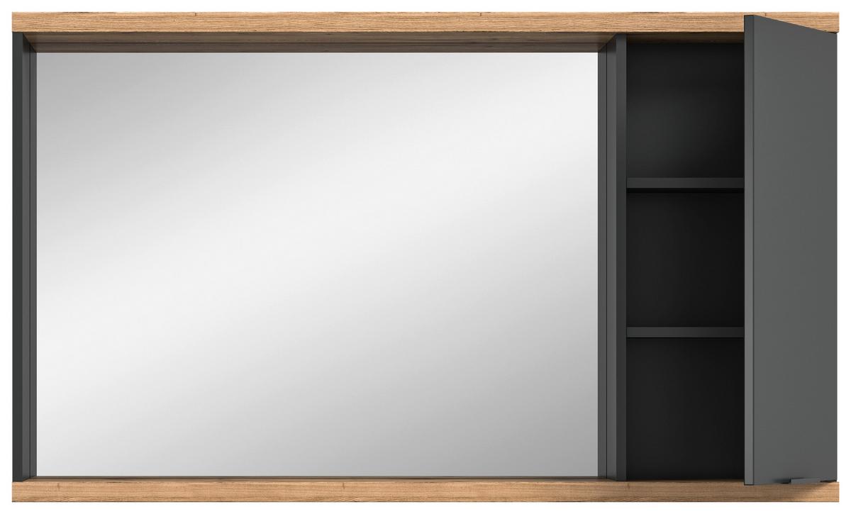 Spiegelschrank Nuaro Anthrazit B: 130cm - Anthrazit, Basics, Glas/Holzwerkstoff (130/76/20cm) - MID.YOU