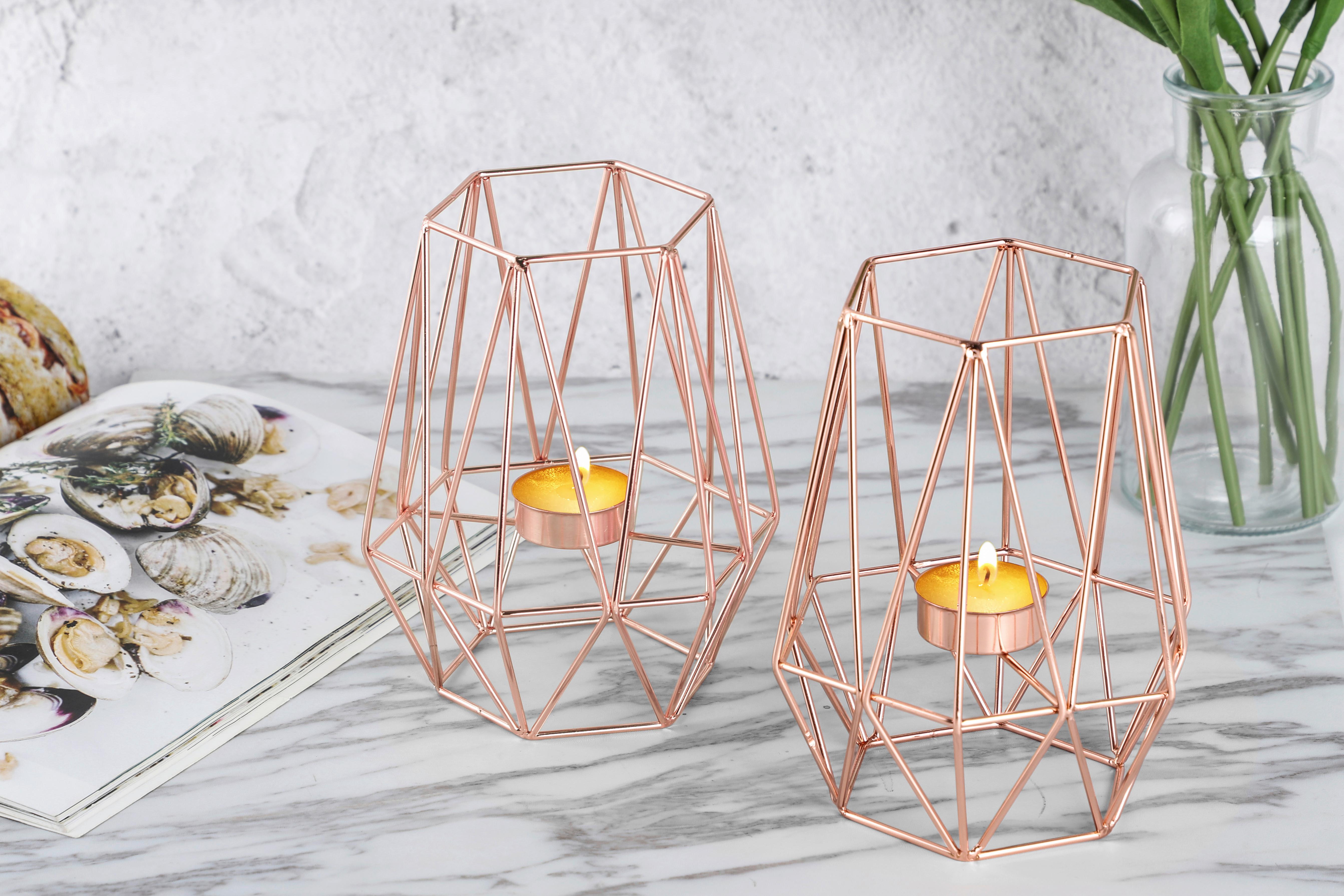 Teelichthalter-Set Eisen Kupferfarben - Roségold, Basics, Metall (9,5cm) - Echtwerk