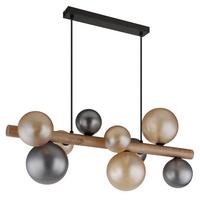 HÄNGELEUCHTE Exkl. 9xG9, 5W - Dunkelbraun/Schwarz, Basics, Glas/Holz (78/29/150cm) - Globo