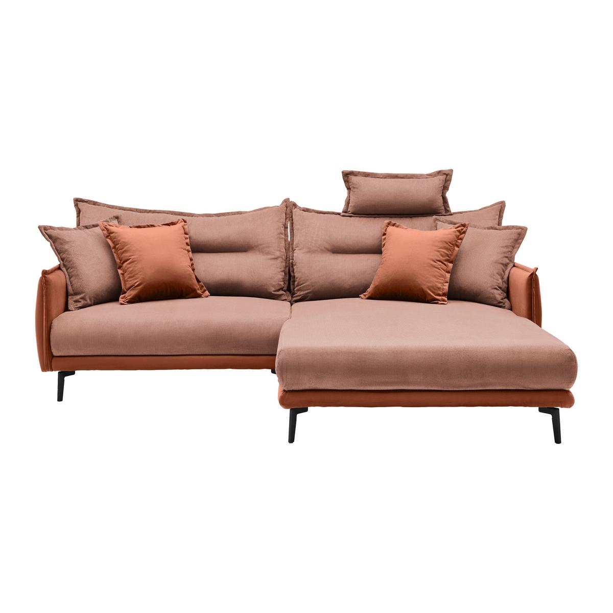 Rohová sedačka NUOVO, oboustranná, koralová - černá/korály, Moderní, kov/textil (245/190cm) - Mömax