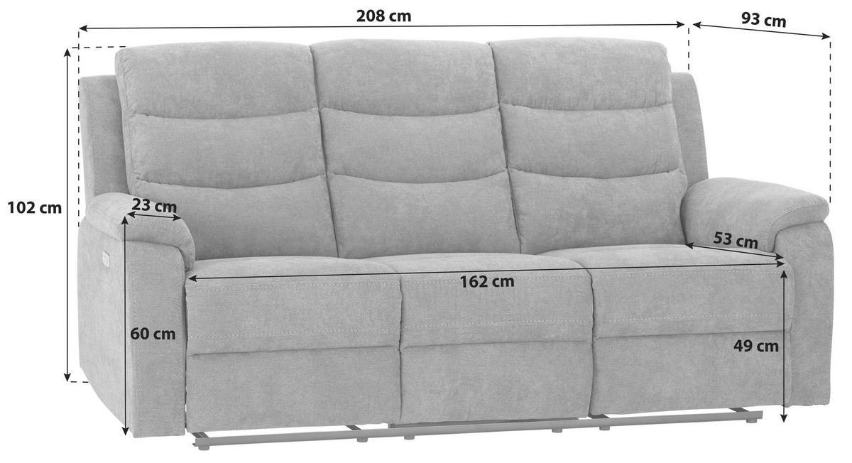TŘÍMÍSTNÁ POHOVKA MANCHESTER-BASED- - šedá/černá, Konvenční, textil/plast (208/102/93cm) - Based