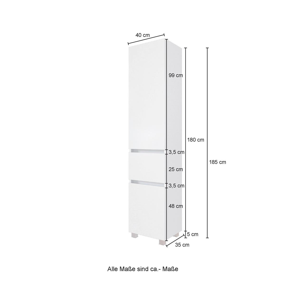 Hochschrank Mit Türdämpfung Pienza 40 Cm Graphitgrau - Silberfarben/Graphitfarben, Basics, Holzwerkstoff (40/185/35cm) - Held