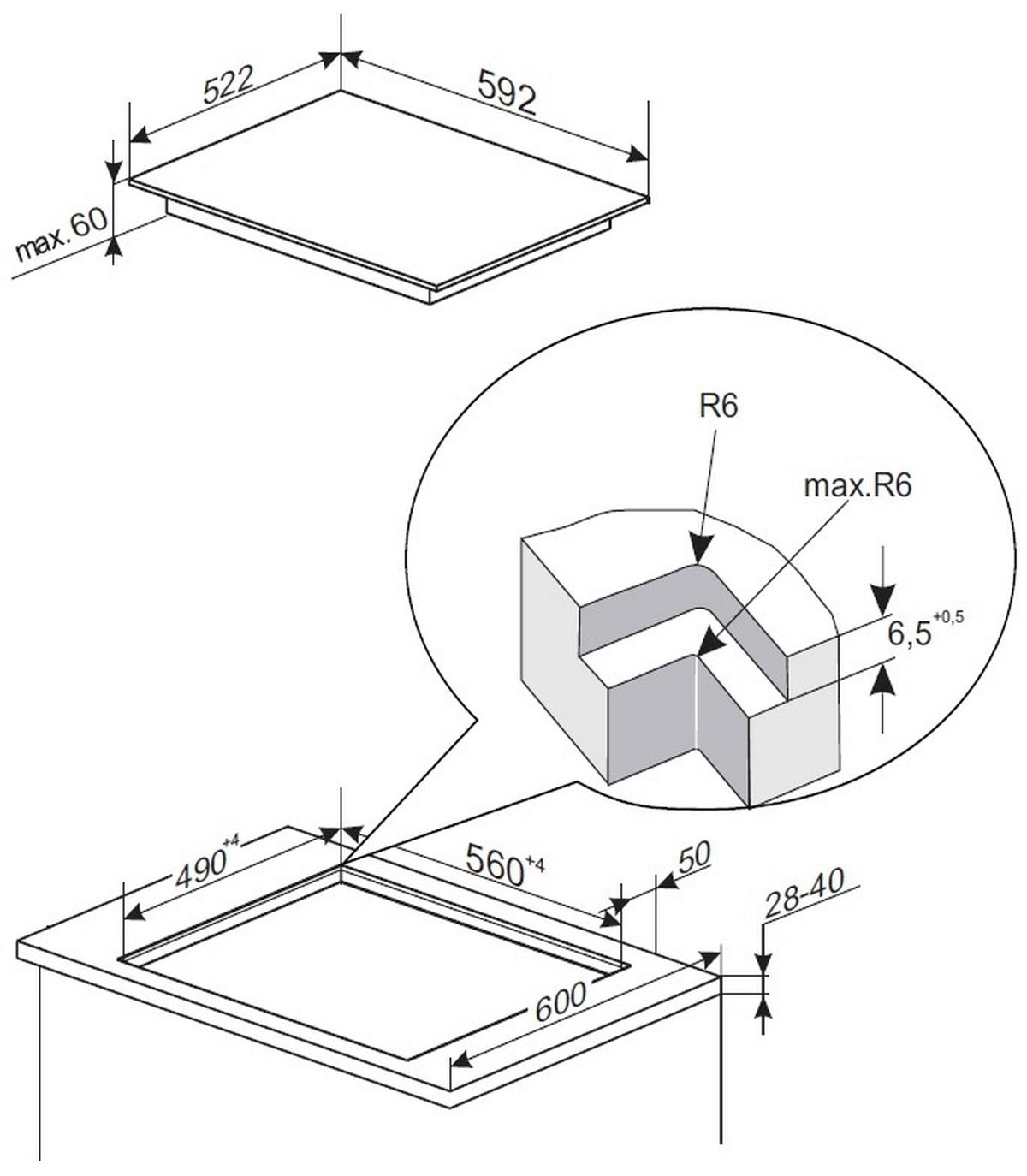 Induktionskochfeld Kmi 774 660 C - Schwarz Hochglanz, MODERN, Glas (59,2/4,9/52,2cm) - Amica