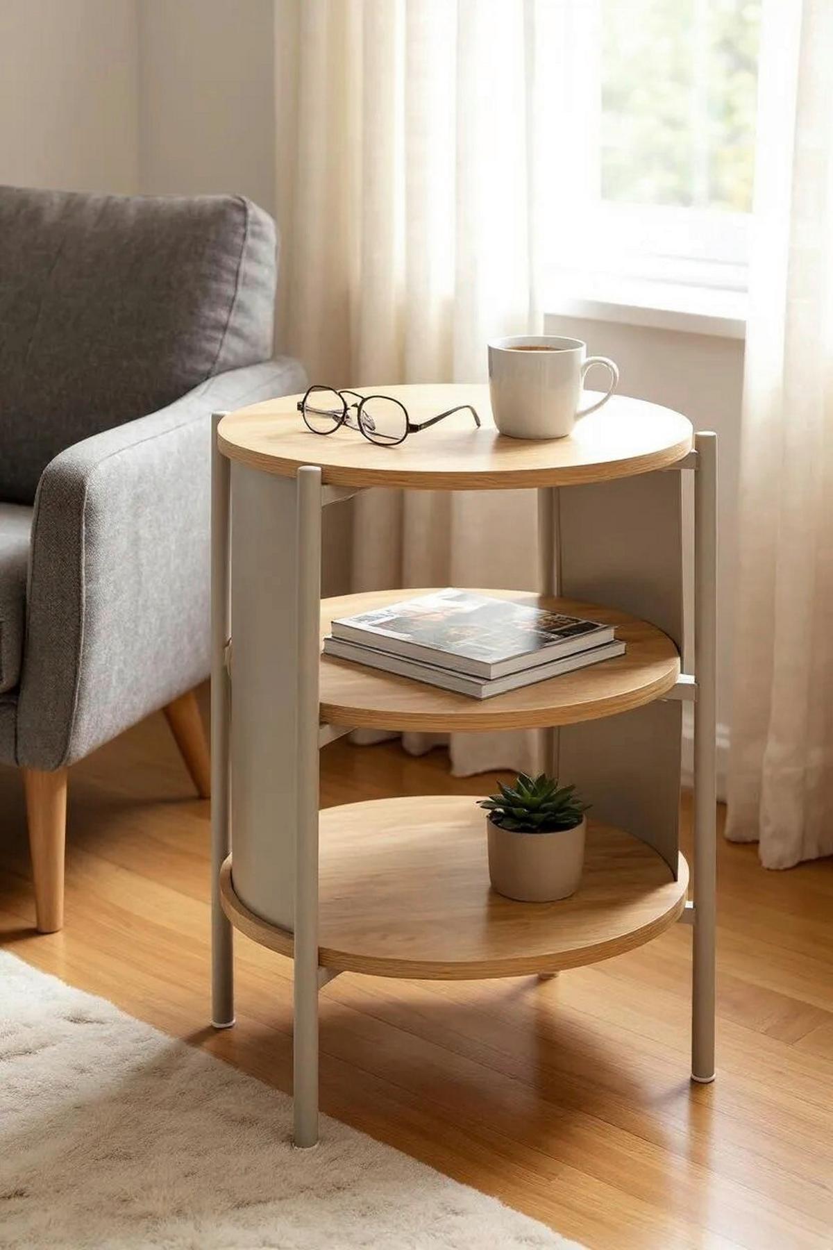 Príručný stolík Memphis, š: 40 cm - kašmírová/farba duba, Trend, kov/kompozitné drevo (44/60cm)