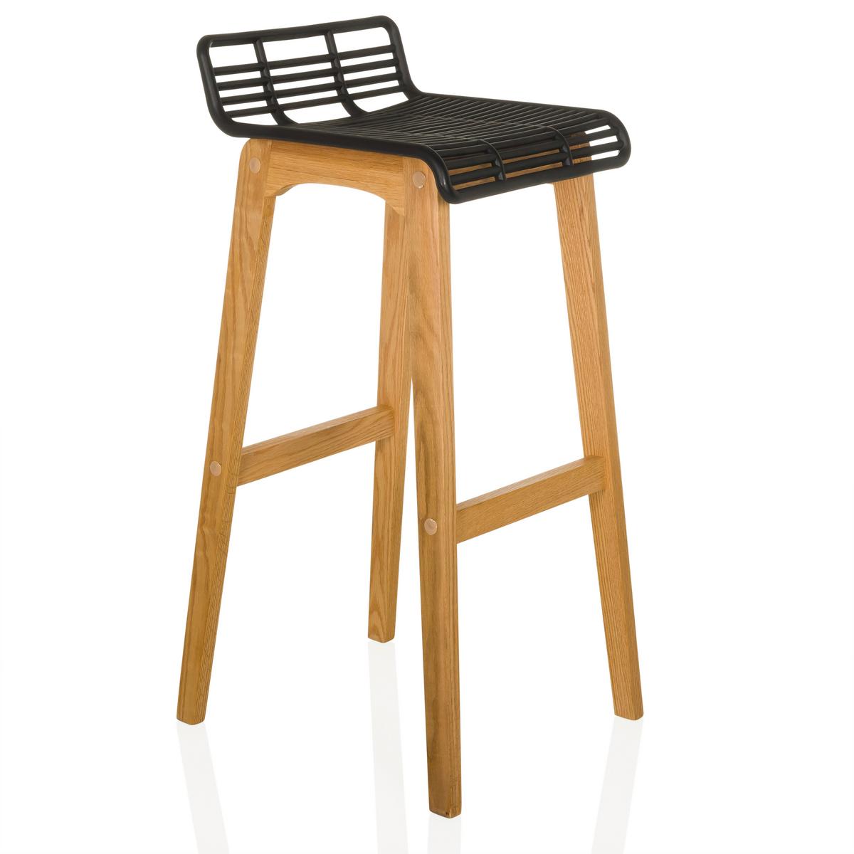 Barhocker Lonso W Schwarz/eichefarben B: 40 Cm - Eichefarben/Schwarz, MODERN, Holz/Kunststoff (40/88/46cm) - MID.YOU