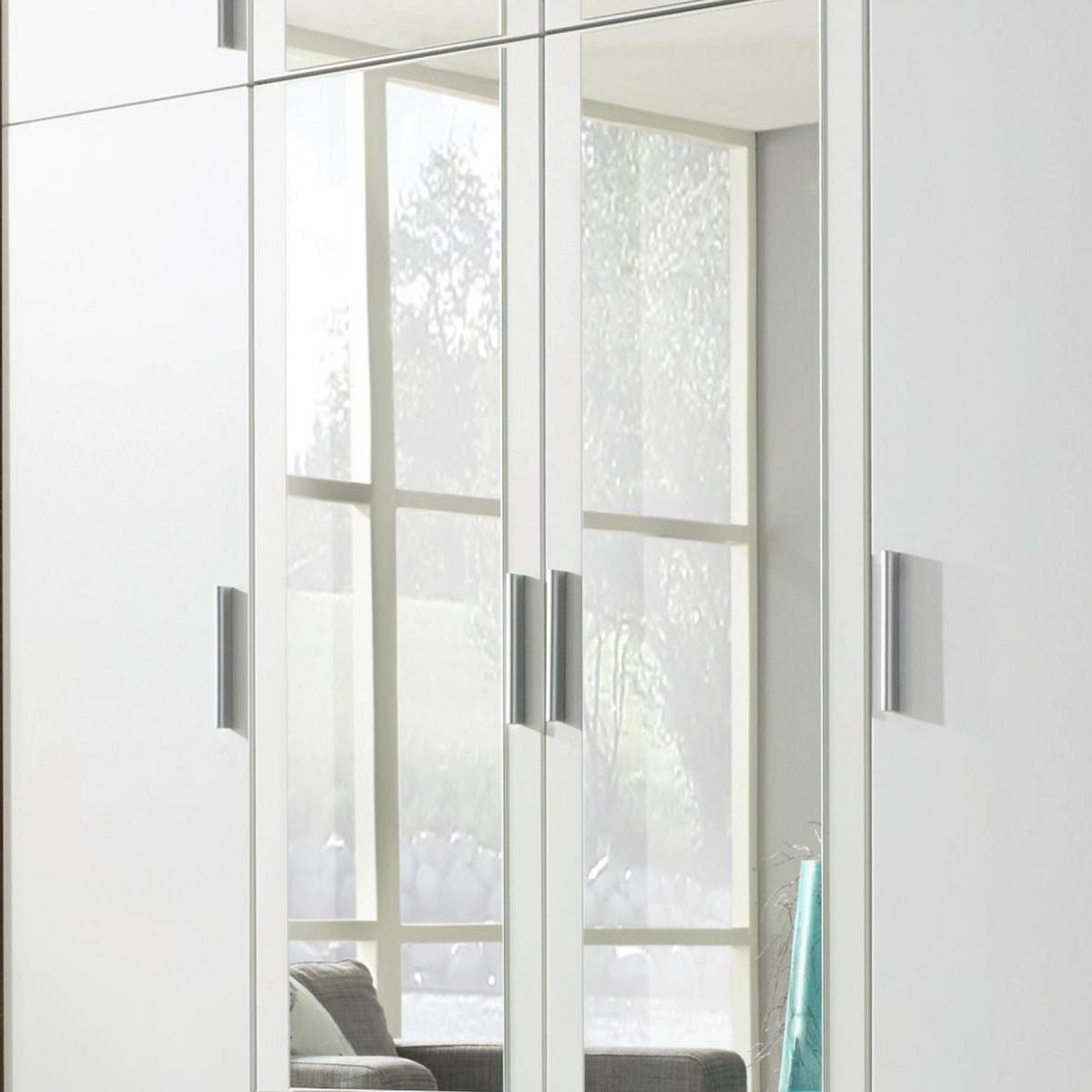 Drehtürenschrank Mit Spiegel + Laden 185cm Hildesheim, Weiß - Klar/Weiß, Design, Glas/Holzwerkstoff (185/231/56cm) - Rauch Möbel