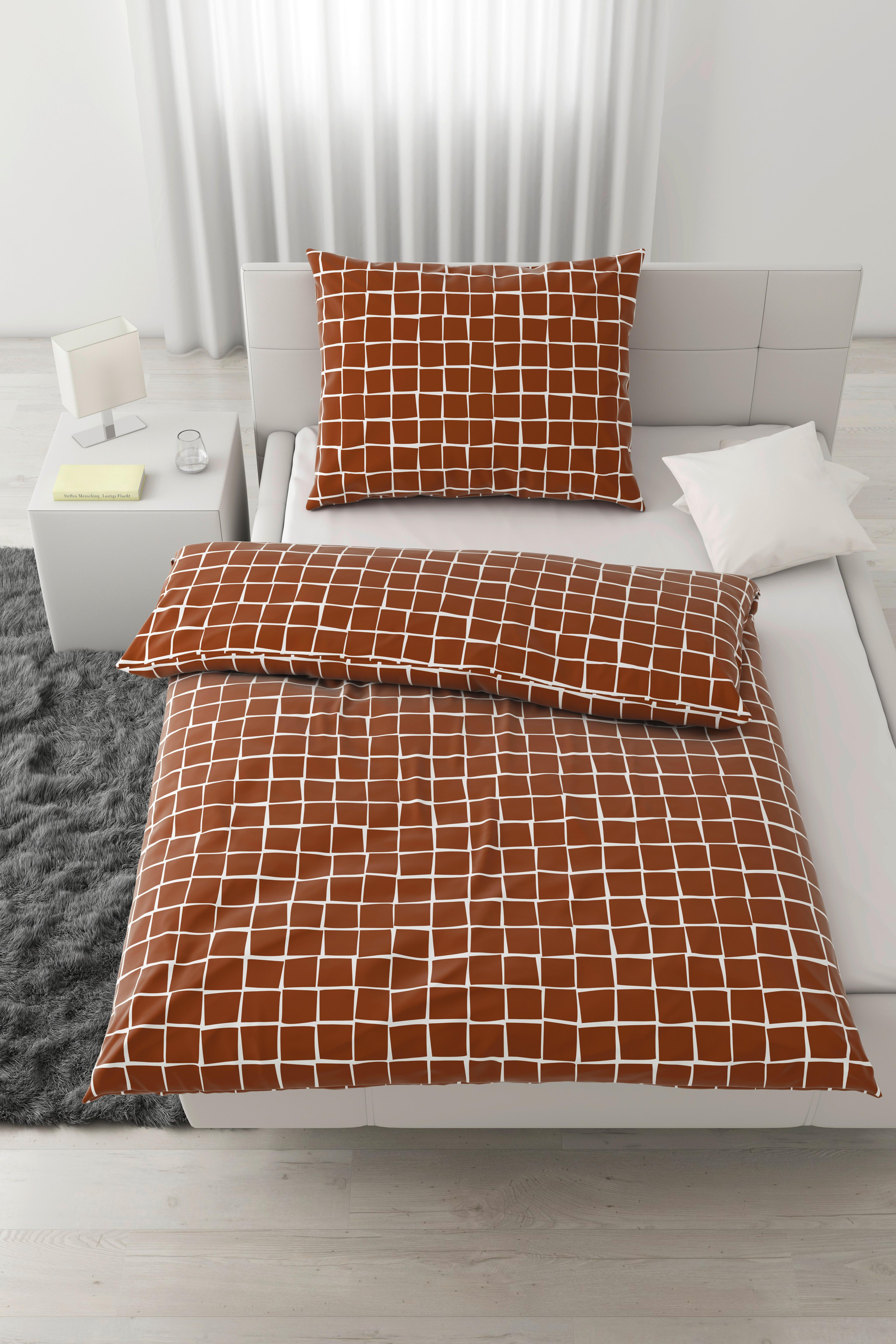 POVLEČENÍ Square, 140/200cm, hnědá - bílá/hnědá, Konvenční, textil (140/200cm) - Modern Living