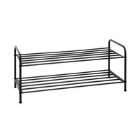 Schuhregal 2 Ablagen 8 Paar Schwarz, Schwarz - Schwarz, Basics, Metall (83/37/35cm)
