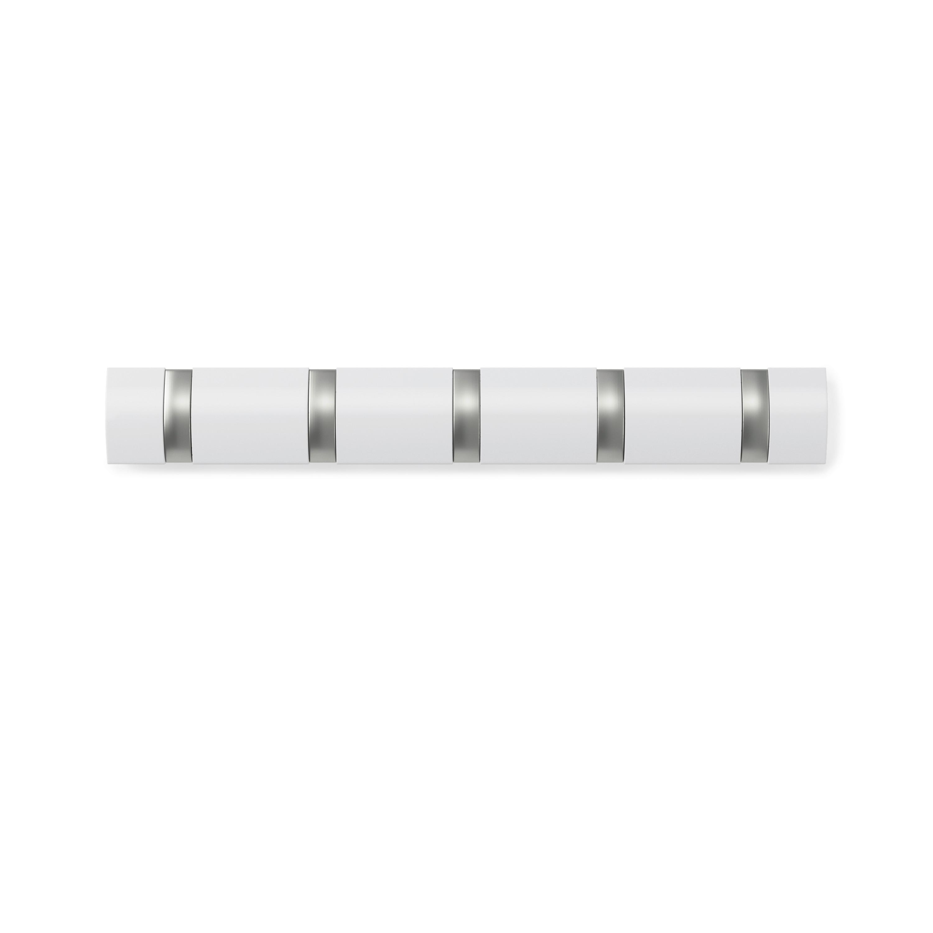 LIŠTA S HÁČIKMI FLIP 5 -SB- - biela, Modern, drevo/plast (51/6/3cm) - Mömax