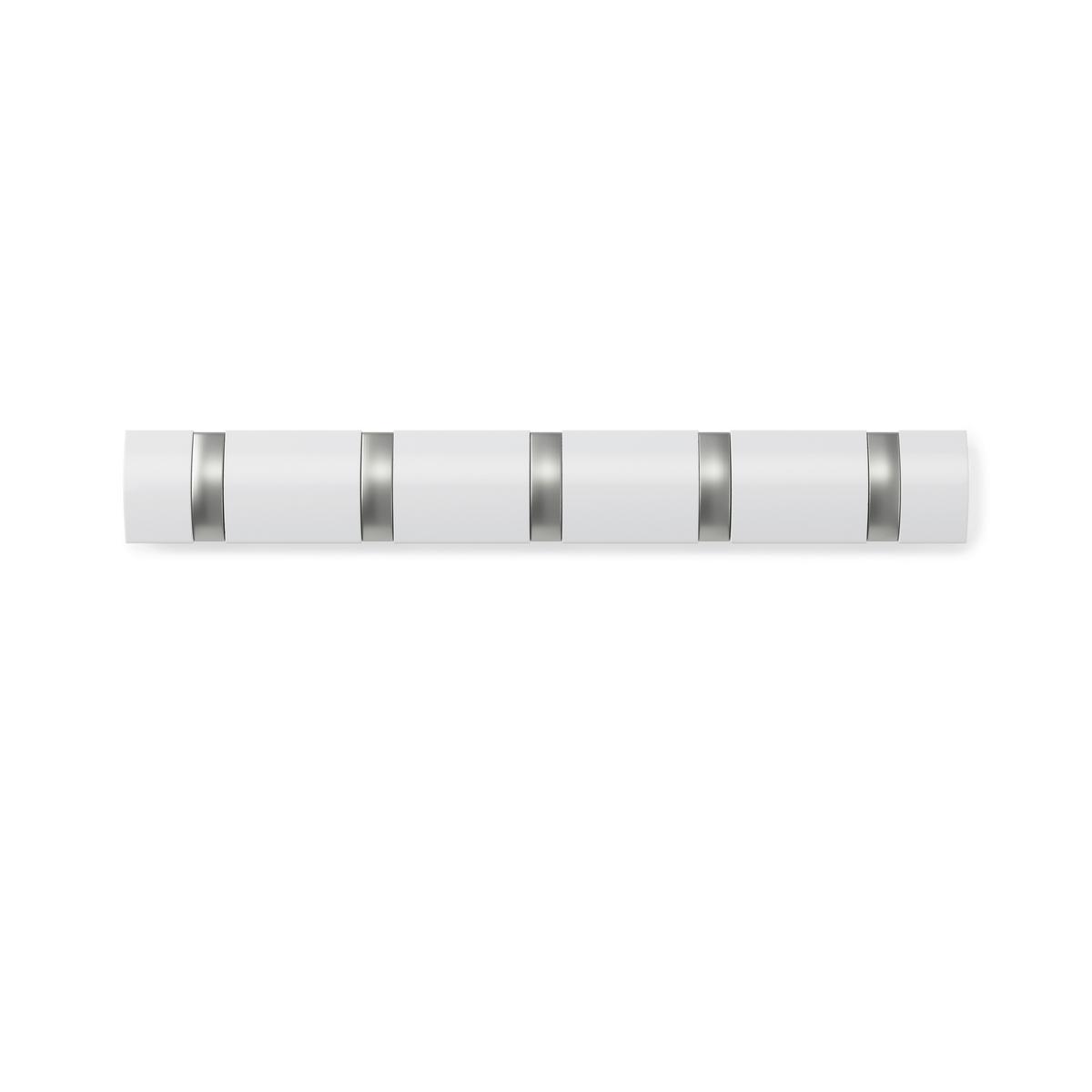 LIŠTA S HÁČIKMI FLIP 5 -SB- - biela, Modern, drevo/plast (51/6/3cm) - Mömax