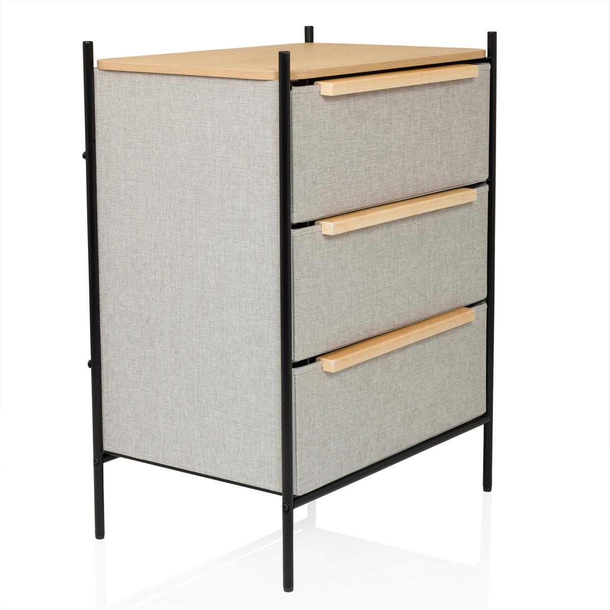 Kommode Stuvar Taupe B: 58 Cm - Taupe/Hellbraun, MODERN, Holzwerkstoff/Textil (58/79/39cm) - MID.YOU