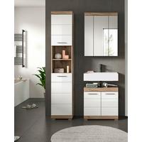 Badezimmer Wave Eichefarben Dekor Weiß Hg - Eichefarben/Weiß Hochglanz, MODERN, Glas/Holzwerkstoff (97cm) - MID.YOU