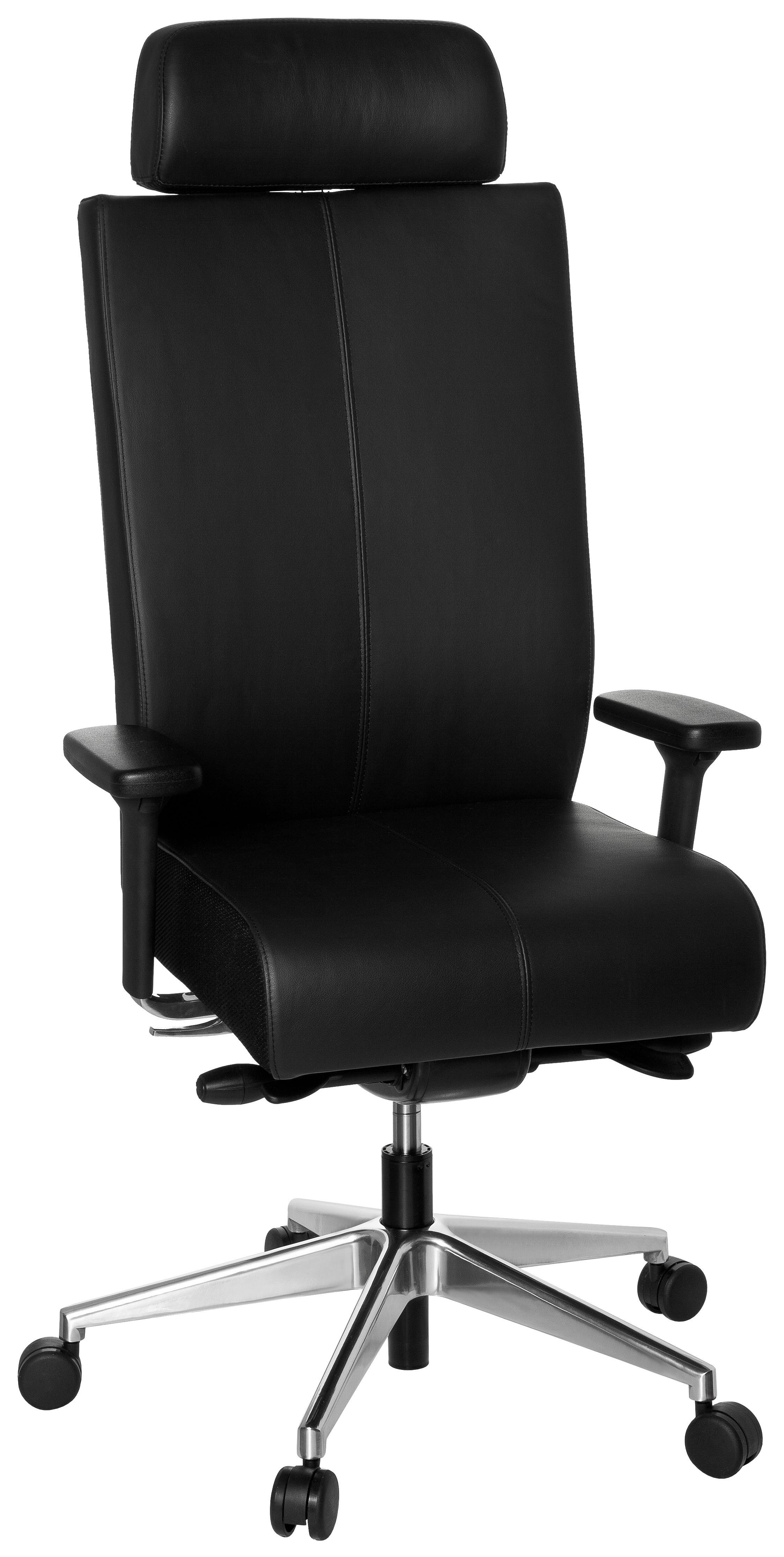 Drehstuhl Pro-Tec XXL Schwarz - Silberfarben/Schwarz, MODERN, Leder/Kunststoff (59/138/49cm) - MID.YOU