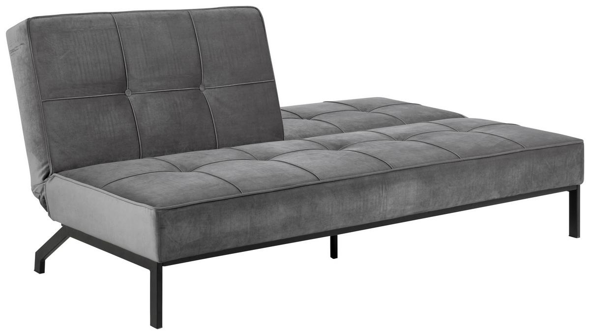 3-sitzer-sofa Mit Schlaffunkt. Perugia Dunkelgrau Samt - Dunkelgrau/Schwarz, Trend, Textil (198/87/95cm) - MID.YOU