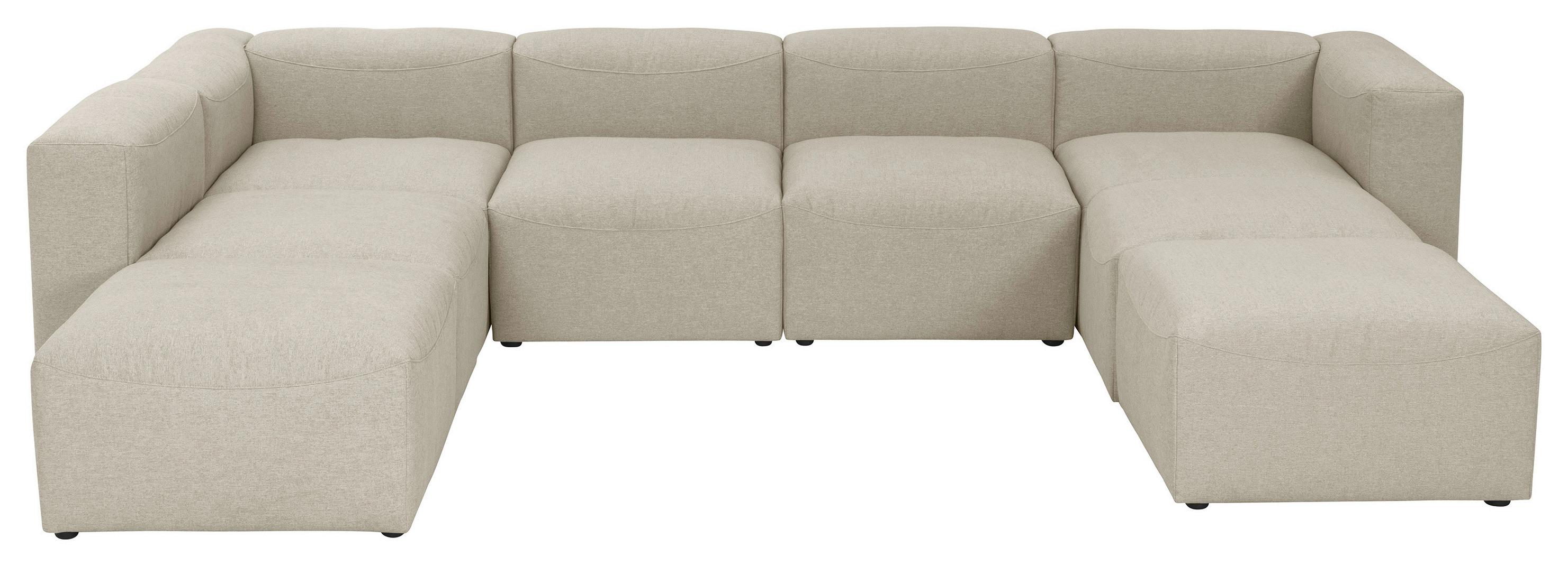 Wohnlandschaft Lena Creme Flachgewebe - Creme, Design, Textil (250/350/235cm) - Max Winzer