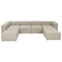 Wohnlandschaft Lena Creme Flachgewebe - Creme, Design, Textil (250/350/235cm) - Max Winzer