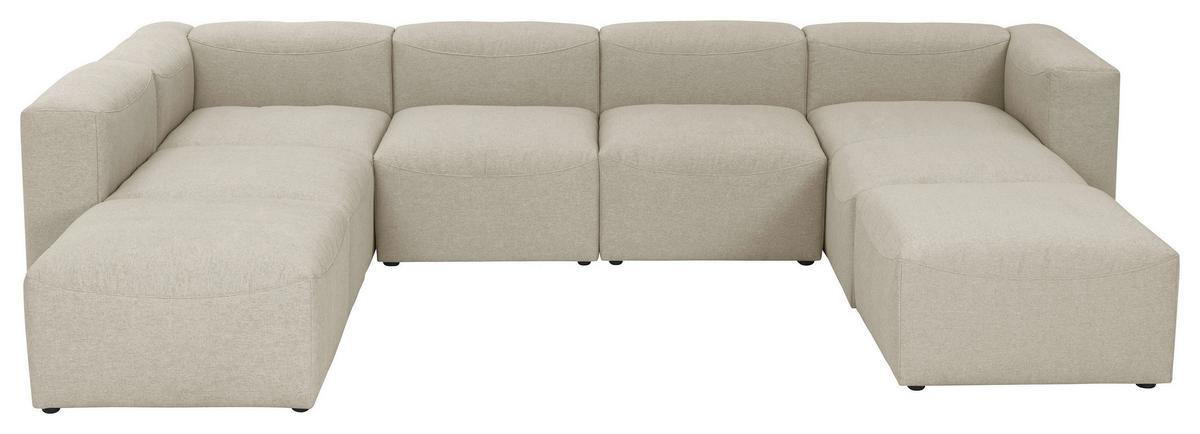 Wohnlandschaft Lena Creme Flachgewebe - Creme, Design, Textil (250/350/235cm) - Max Winzer