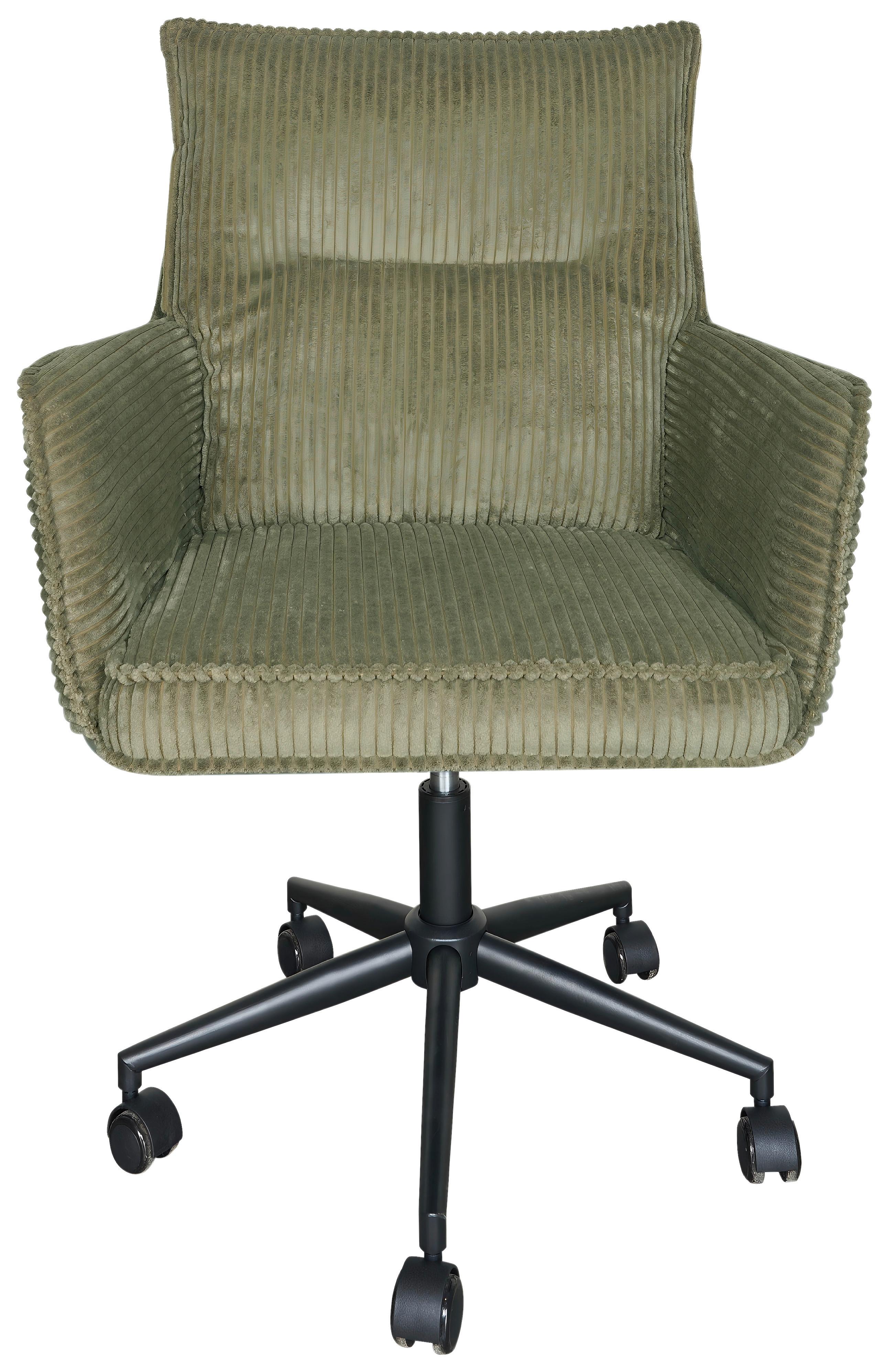 Drehstuhl Valencia Grün B: 58,5 cm - Schwarz/Grün, MODERN, Textil/Metall (58,5/88/95/63cm) - Livetastic