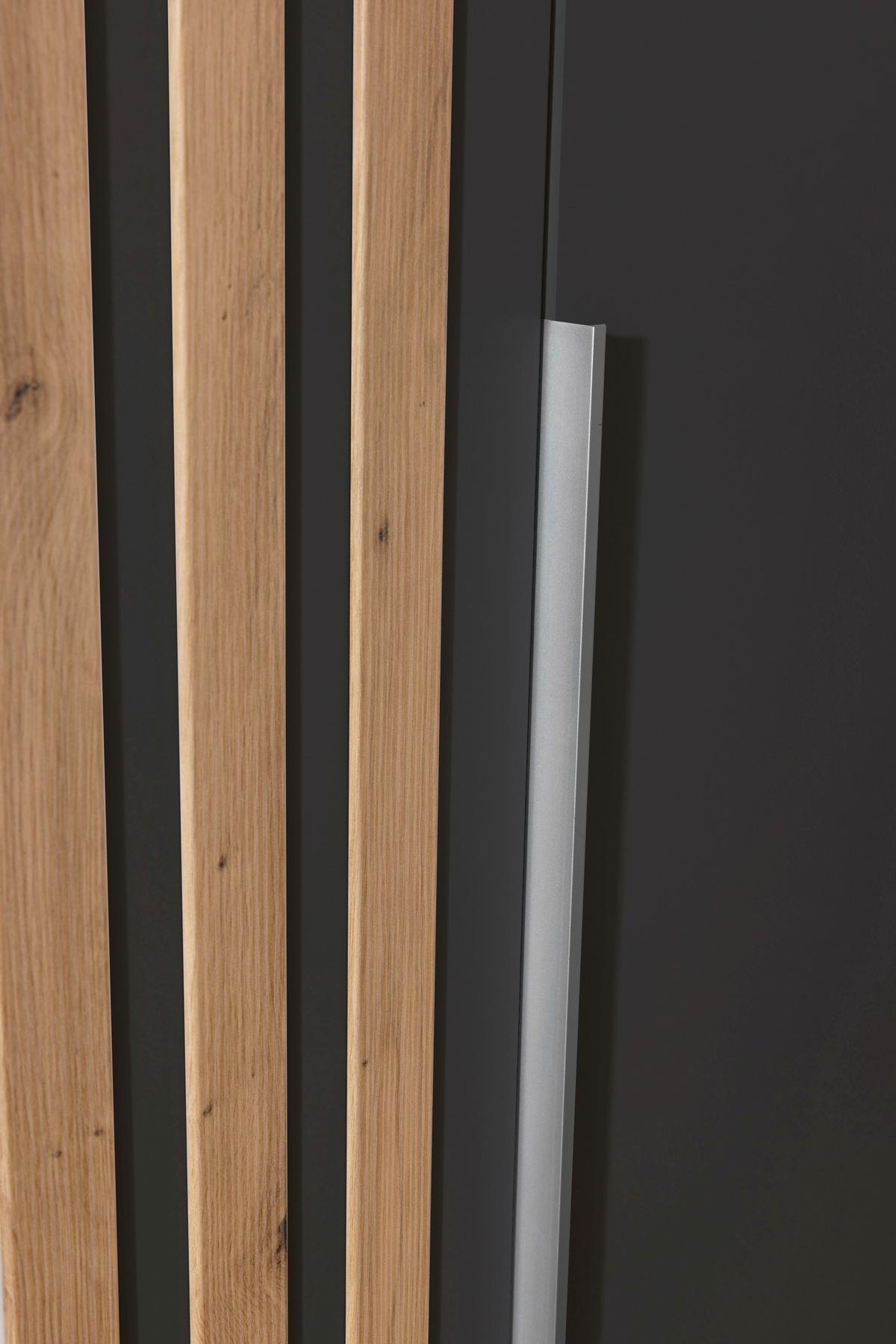 Drehtürenschrank B: 271 cm Lamella Grau/Eiche Dekor - Eiche Artisan/Grau, MODERN, Holzwerkstoff (271/210/54cm) - Rauch Möbel