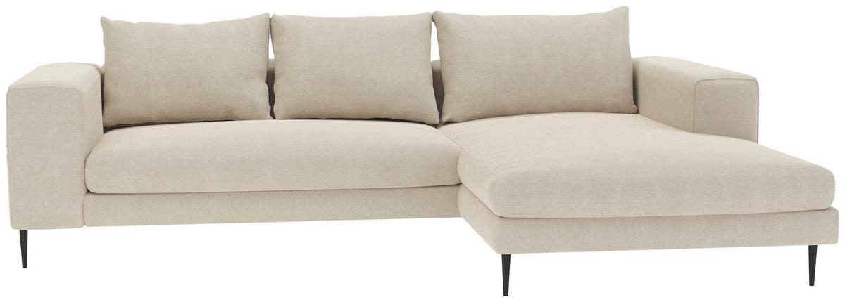 Ecksofa Aurora II - Beige/Schwarz, MODERN, Textil (275/170cm) - Trendmanufaktur