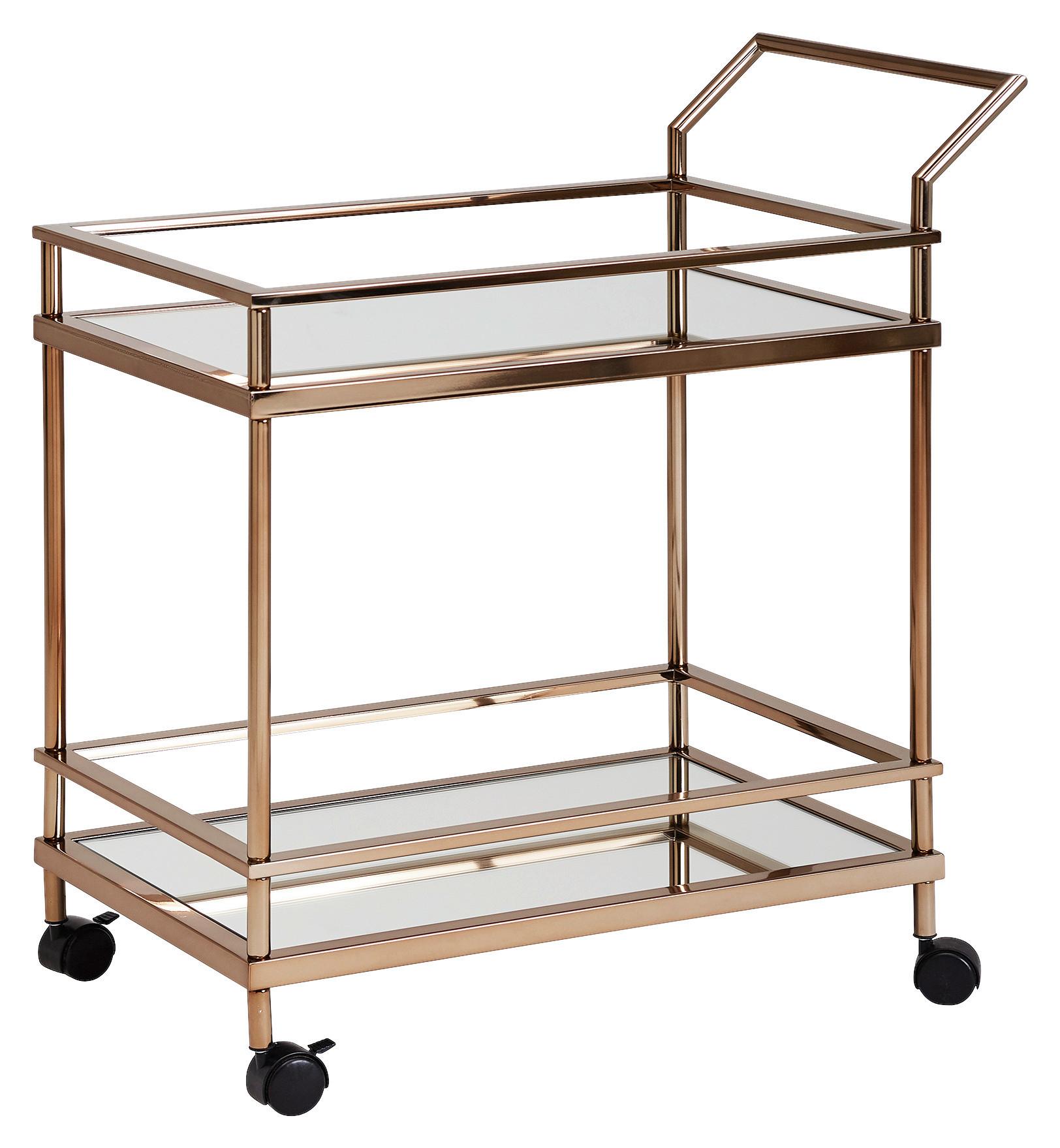 Servierwagen Glas/Metall, Goldfarben