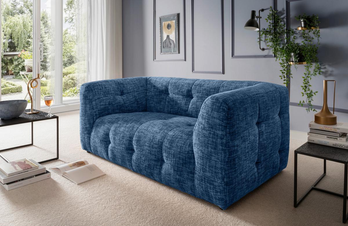 2-sitzer-sofa Velice, Blau B: 184 Cm - Blau/Schwarz, Design, Textil (184/72/95cm) - Livetastic